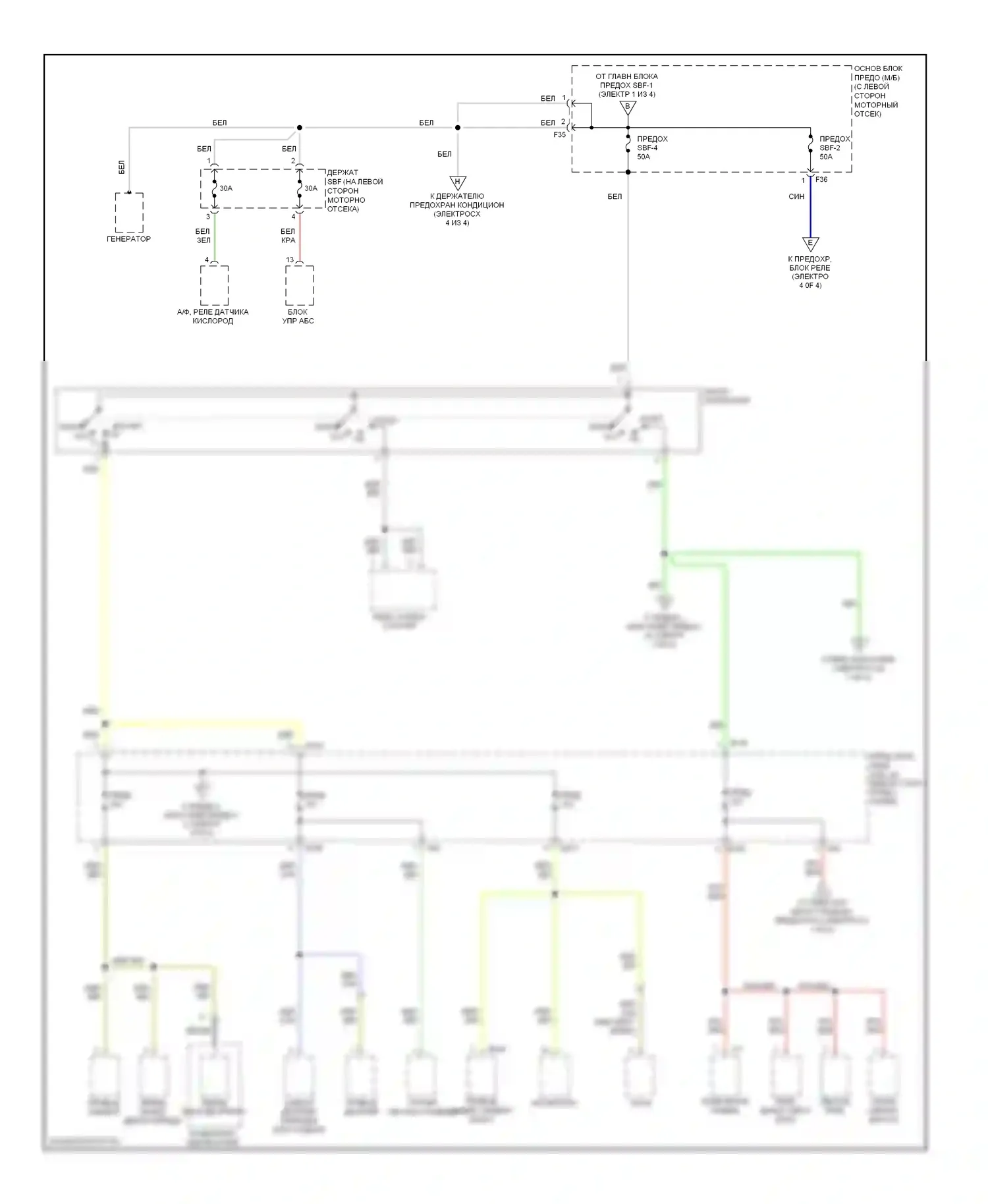 Impreza Subaru GD/GC/GG рестайлинг 2 (2005-2007): Электросхема блока предохранителей реле (2 из 4) 