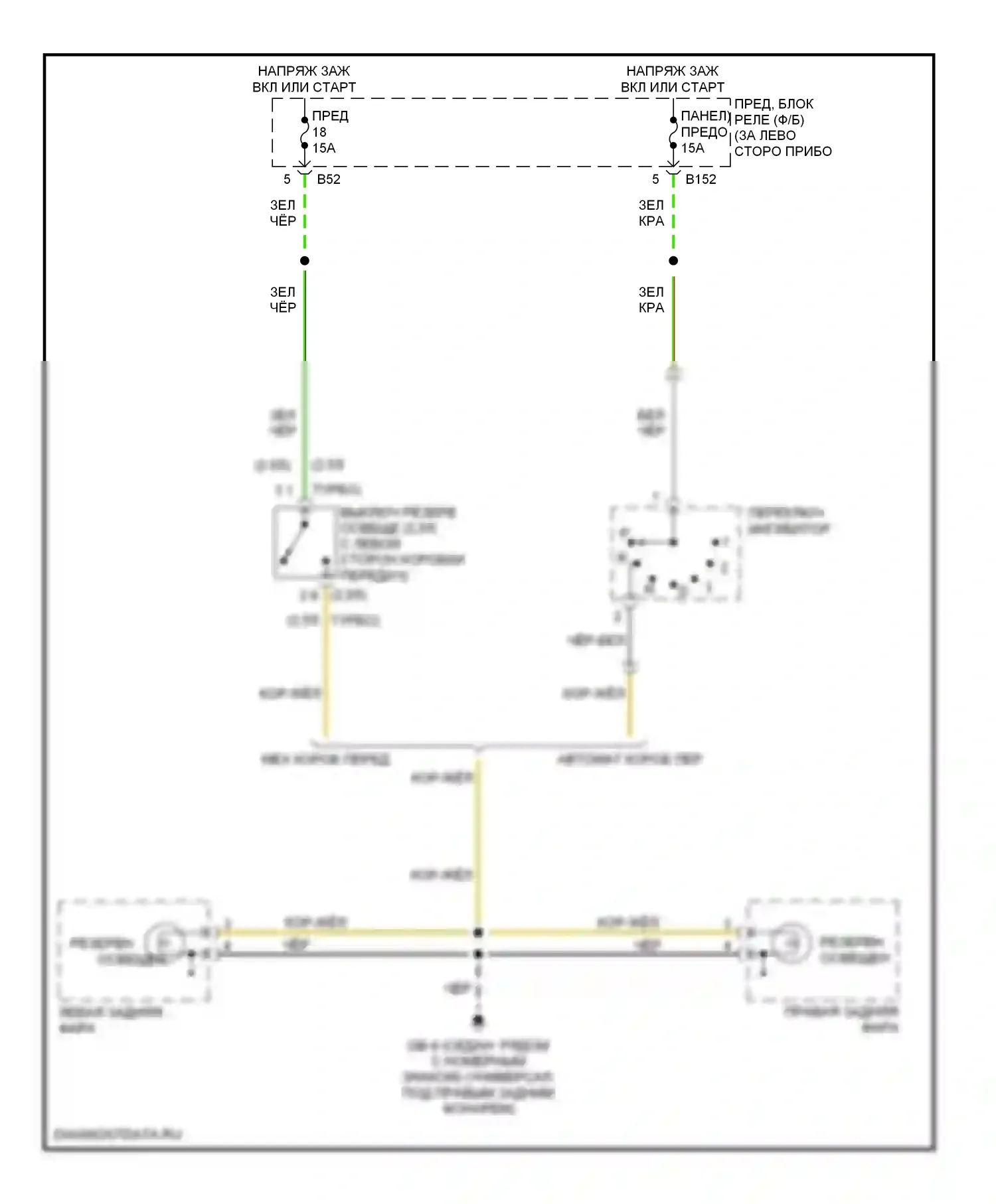 Impreza Subaru GD/GC/GG рестайлинг 2 (2005-2007): Электросхема фонарей заднего хода 
