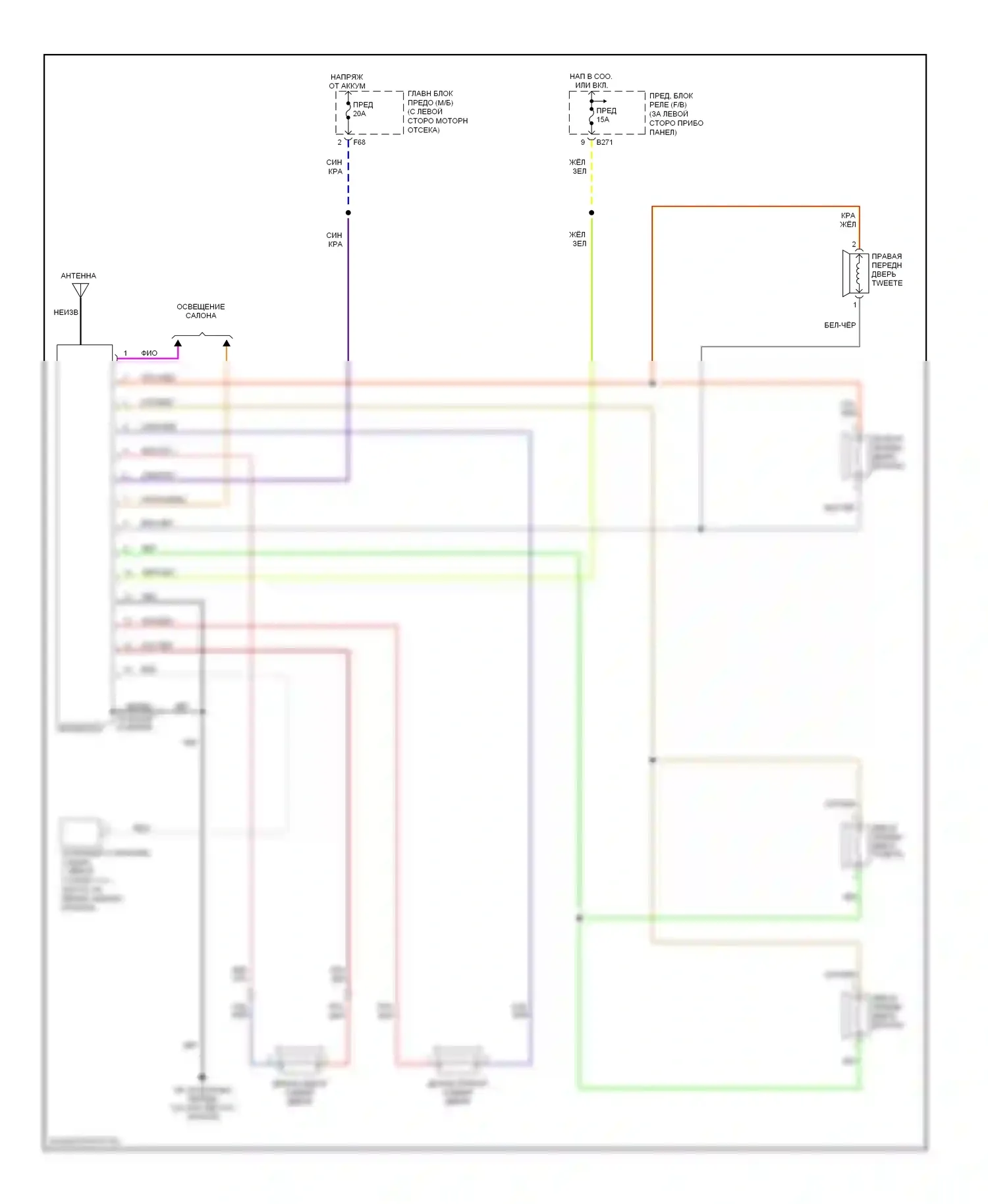 Impreza Subaru GD/GC/GG рестайлинг 2 (2005-2007): Электросхема магнитолы 