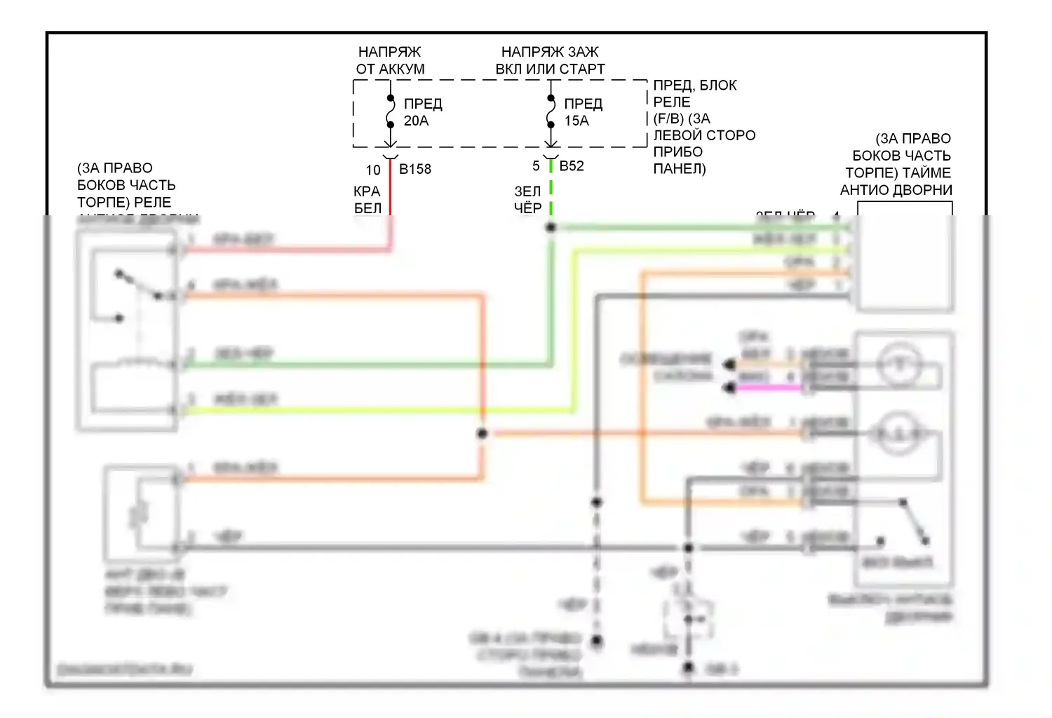 Impreza Subaru GD/GC/GG рестайлинг 2 (2005-2007): Электросхема антиобледенителя дворника 