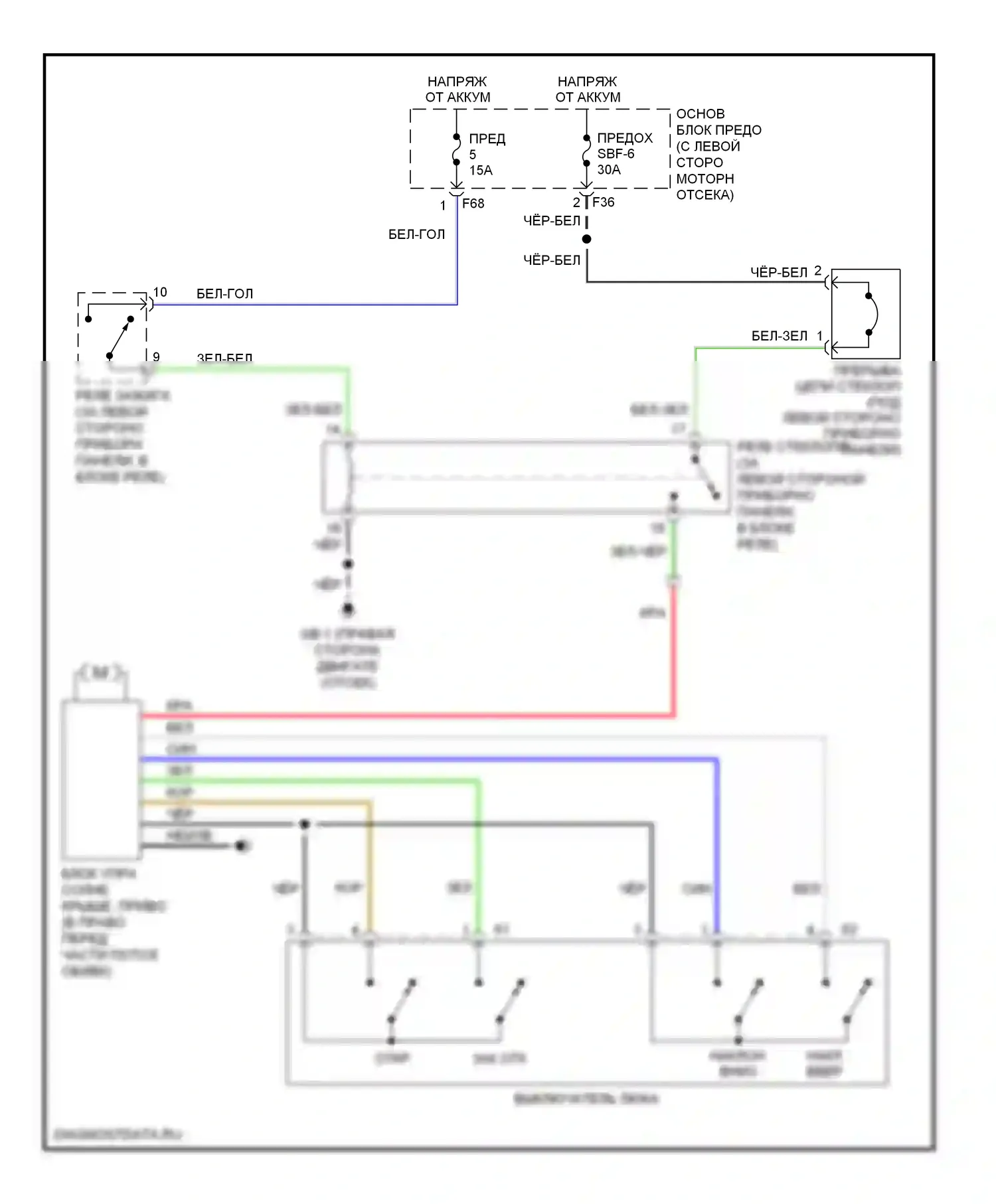 Impreza Subaru GD/GC/GG рестайлинг 2 (2005-2007): Электросхема люка 