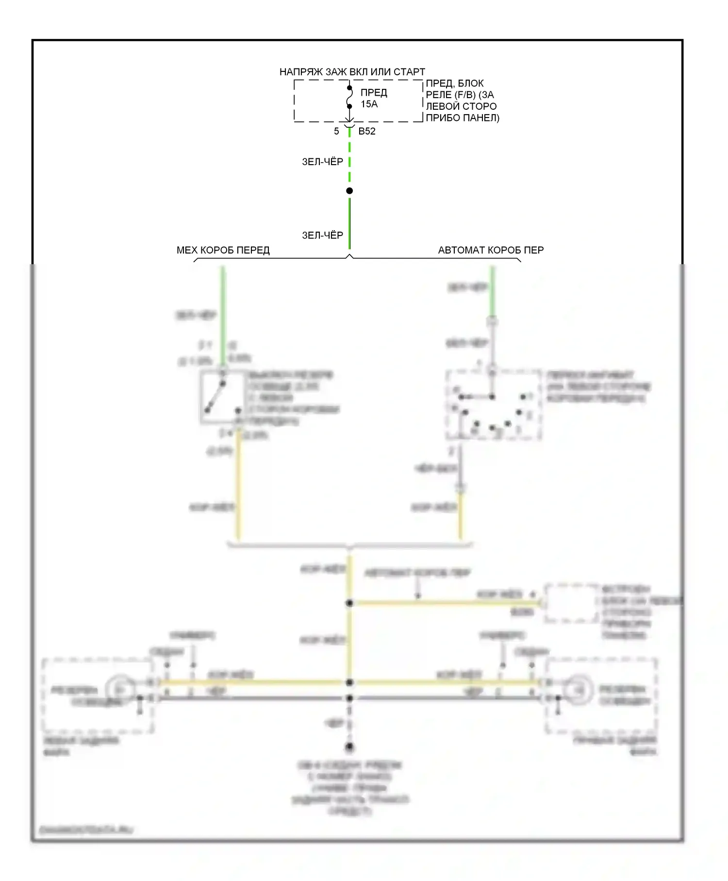 Impreza Subaru GD/GC/GG рестайлинг (2002-2005): Электросхема фонарей заднего хода 