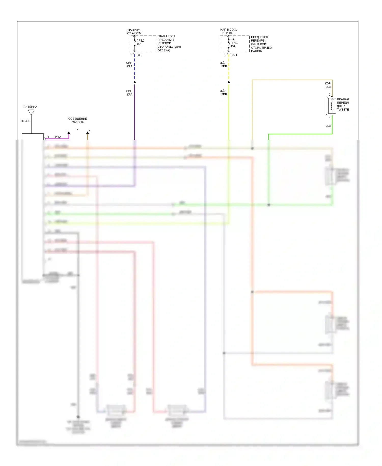 Impreza Subaru GD/GC/GG рестайлинг (2002-2005): Электросхема магнитолы 