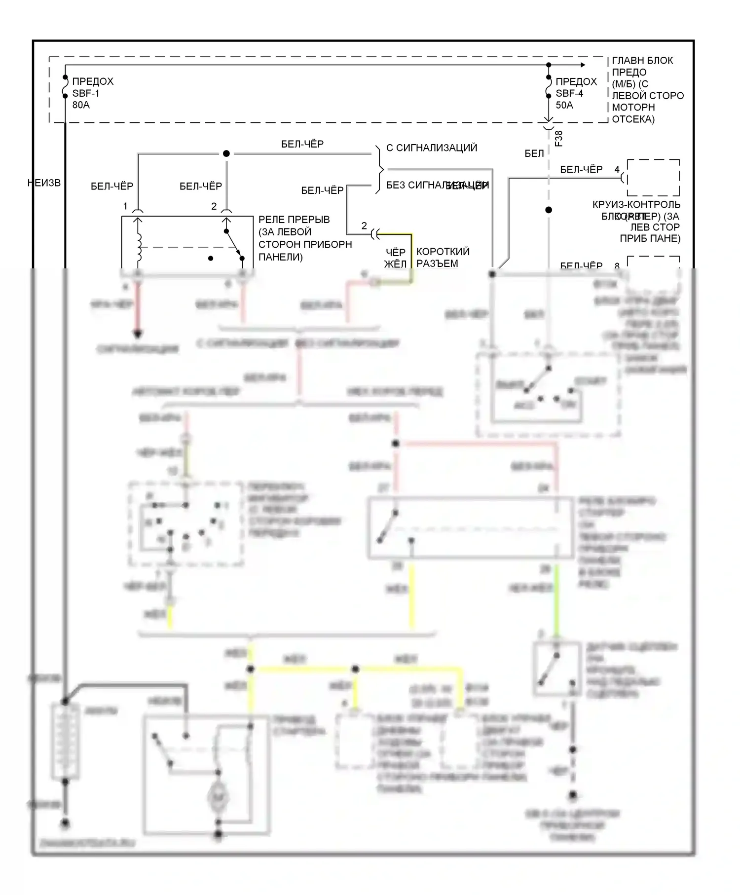 Impreza Subaru GD/GC/GG рестайлинг (2002-2005): Электросхема стартера 