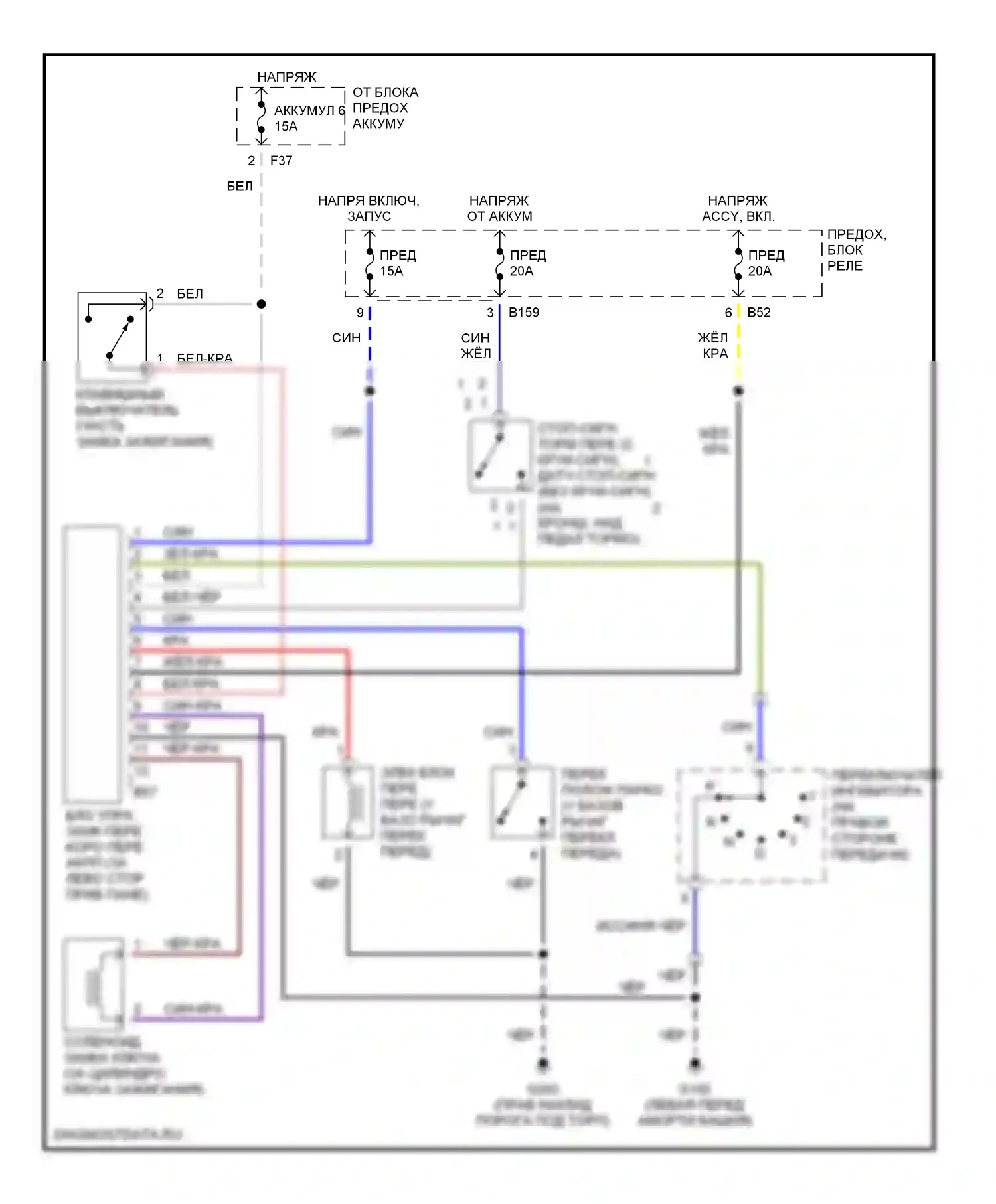 Impreza Subaru GD/GC/GG (2000-2002): Электросхема блокировки селектора 
