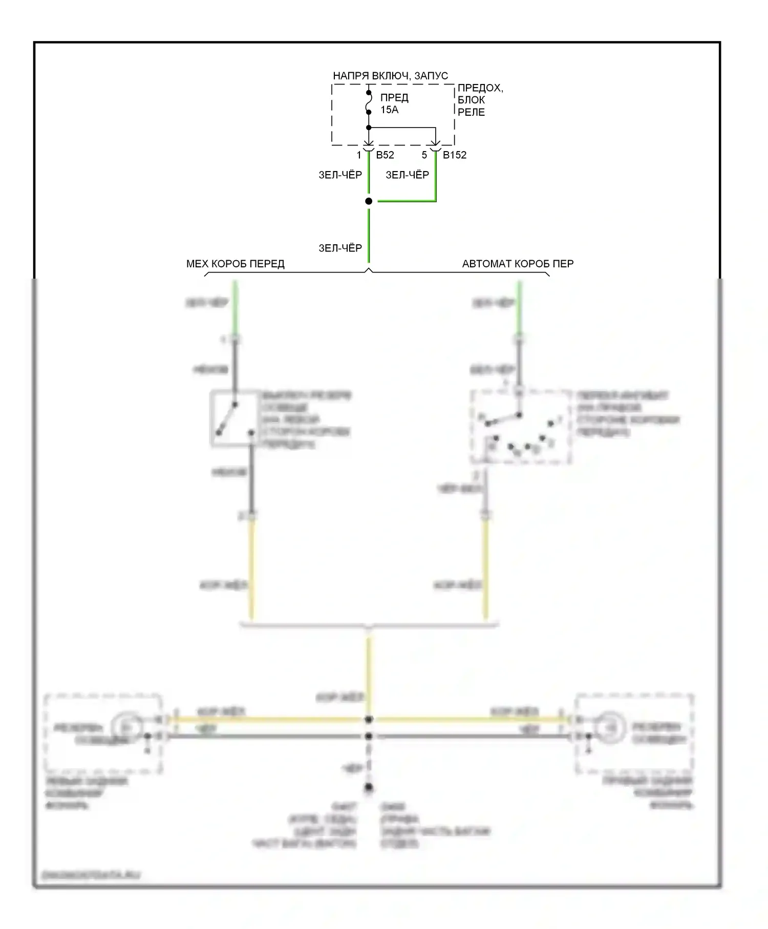 Impreza Subaru GD/GC/GG (2000-2002): Электросхема фонарей заднего хода 