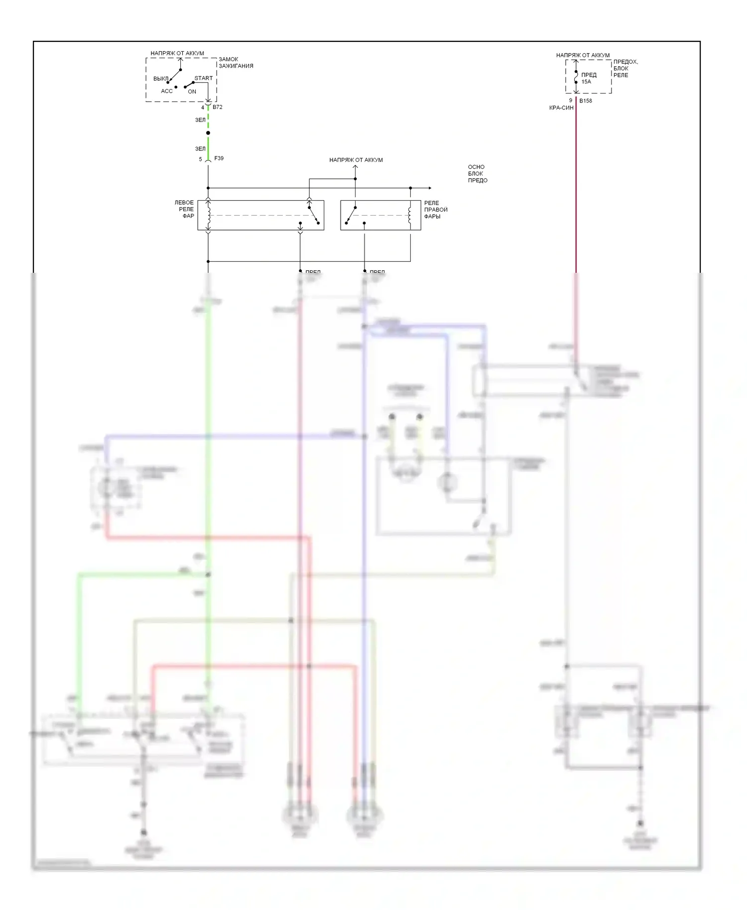 Impreza Subaru GD/GC/GG (2000-2002): Электросхема фар, без дрели 