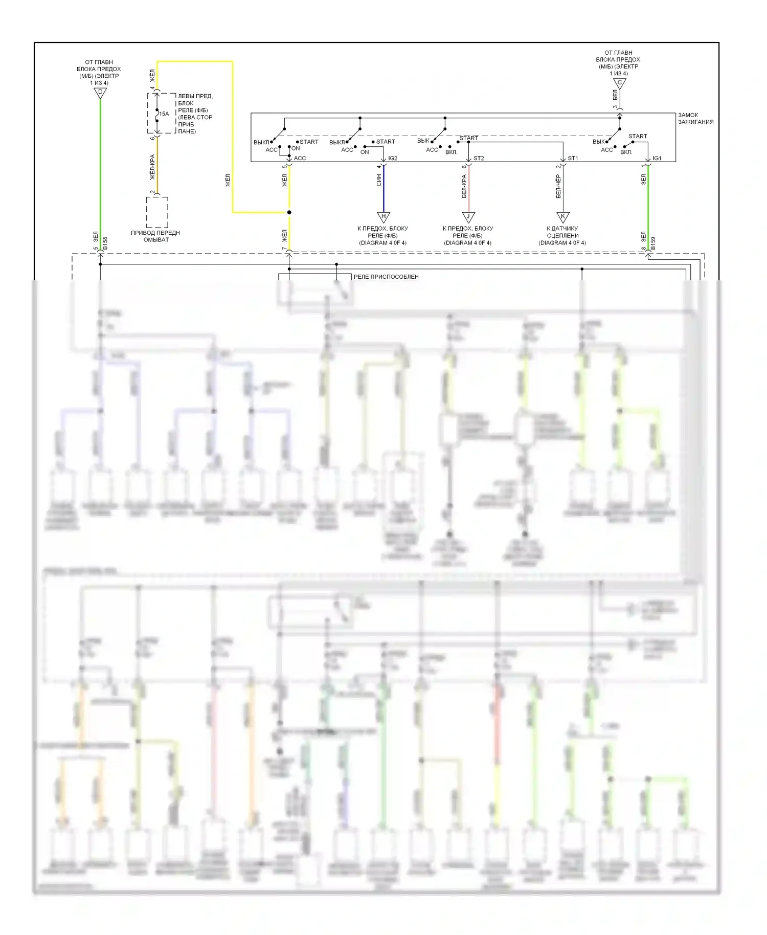Impreza Subaru GH (2007-2011): Электросхема блока предохранителей реле (3 из 4) 