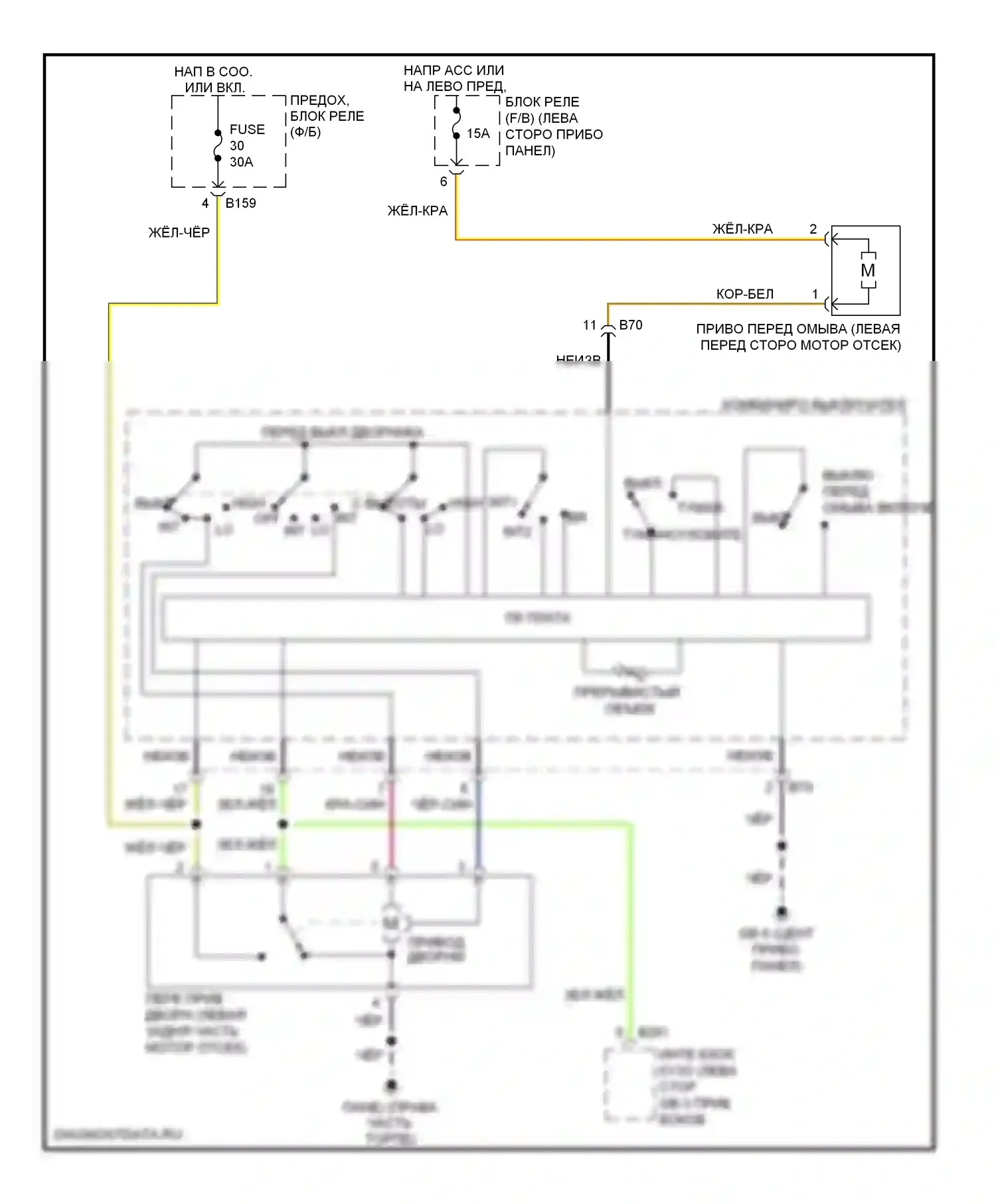 Impreza Subaru GH (2007-2011): Электросхема передних дворников и омывателей 