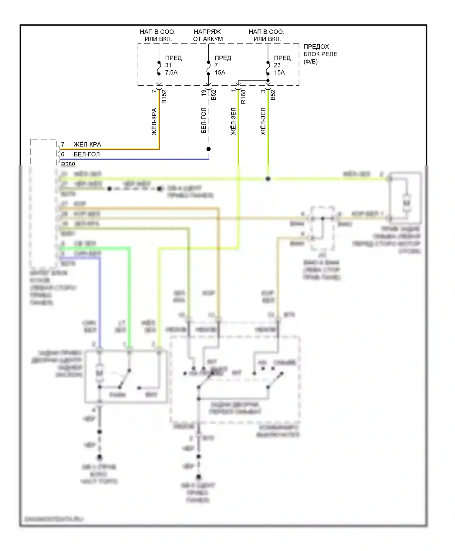 Impreza Subaru GH (2007-2011): Электросхема задних дворников и омывателей 