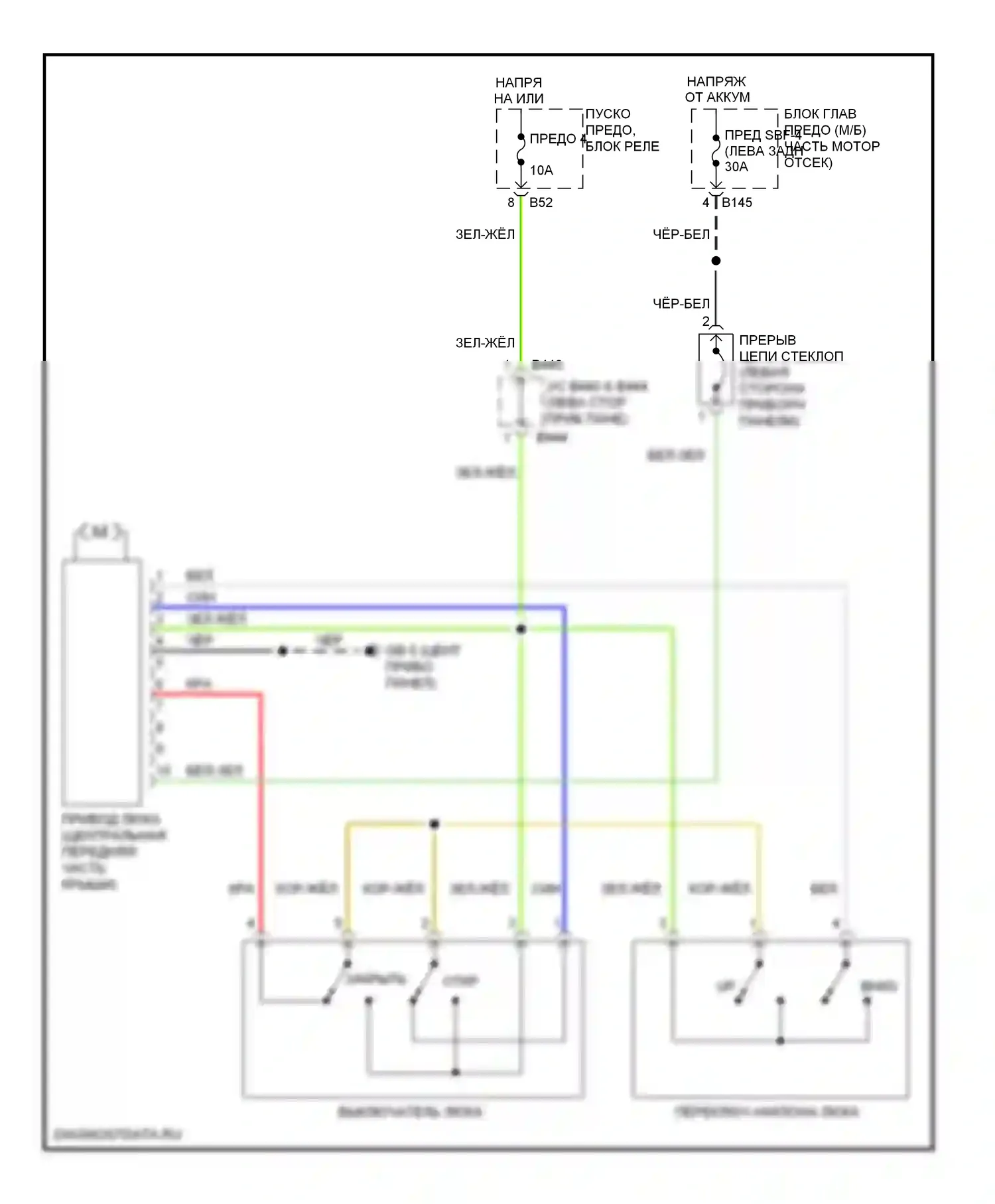 Impreza Subaru GH (2007-2011): Электросхема складной крыши/люка 