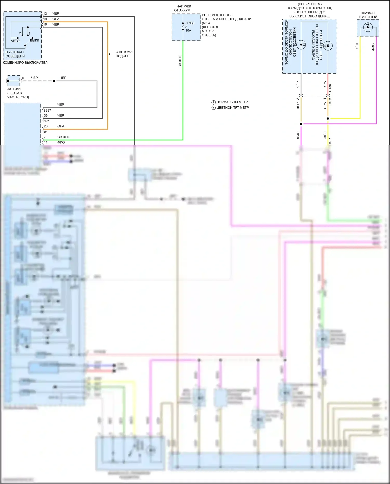 Impreza Subaru GK2 рестайлинг (2019-2023): Электросхема подсветки приборной панели (1 из 2) 