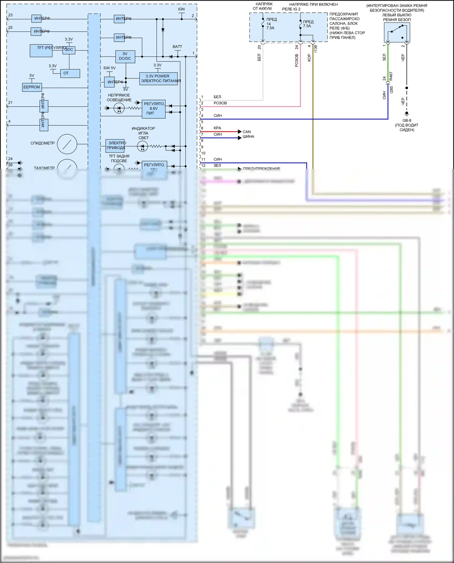 Impreza Subaru GK2 рестайлинг (2019-2023): Электросхема приборной панели, tft meter (1 из 3) 