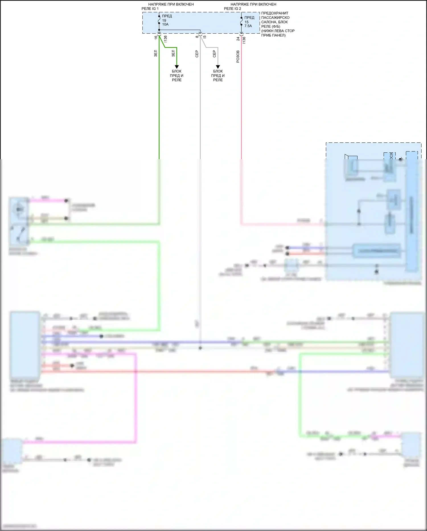 Impreza Subaru GK2 рестайлинг (2019-2023): Электросхема системы обнаружения заднего транспортного средства 