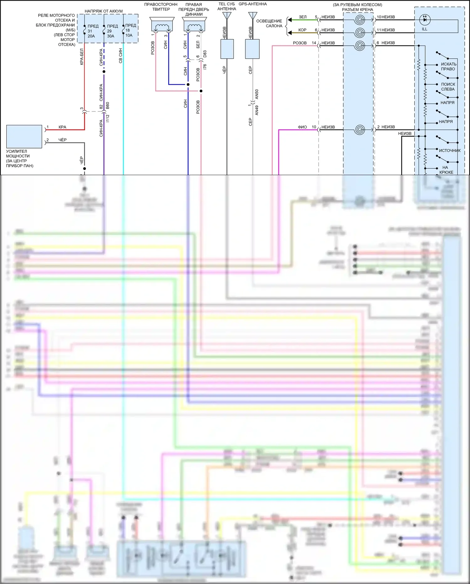 Impreza Subaru GK2 (2016-2019): Электросхема магнитолы, без усилителя звука, с телематикой (2 из 2) 