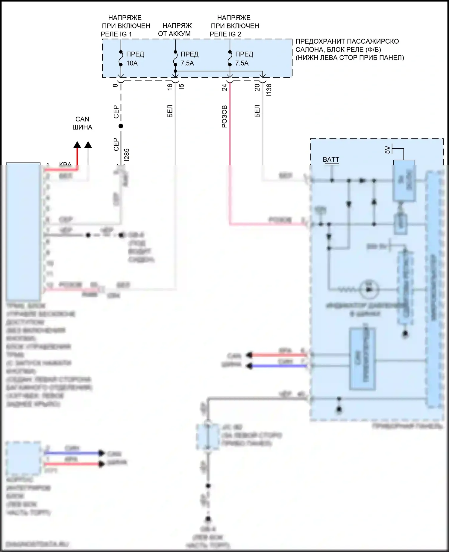 Impreza Subaru GK2 (2016-2019): Электросхема контроля давления в шинах 