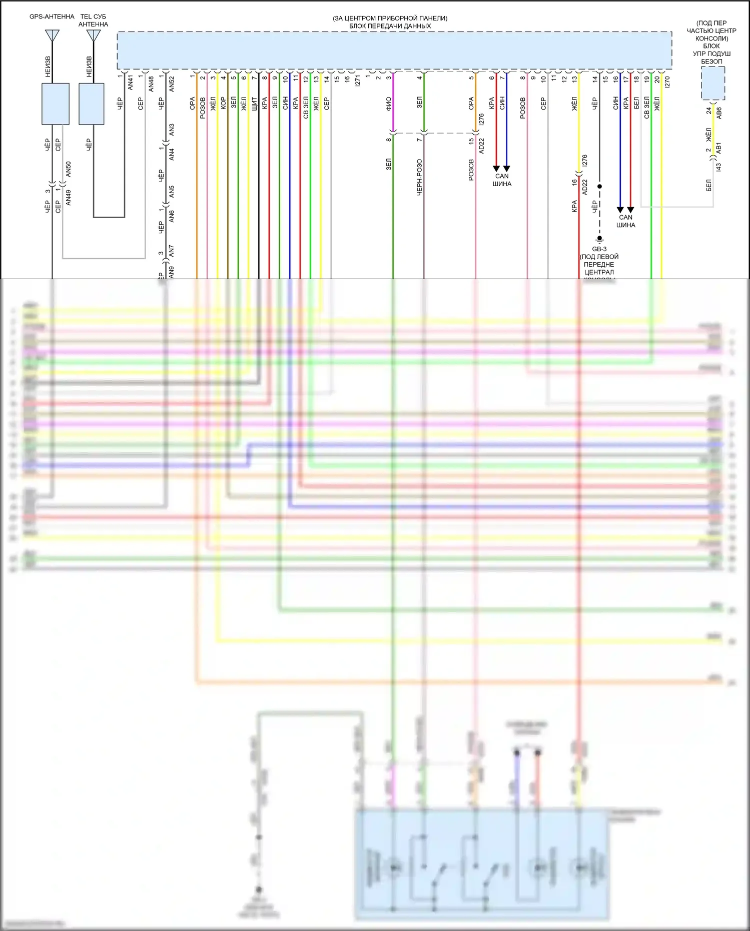 Impreza Subaru GK2 (2016-2019): Электросхема навигации, с телематикой (2 из 4) 