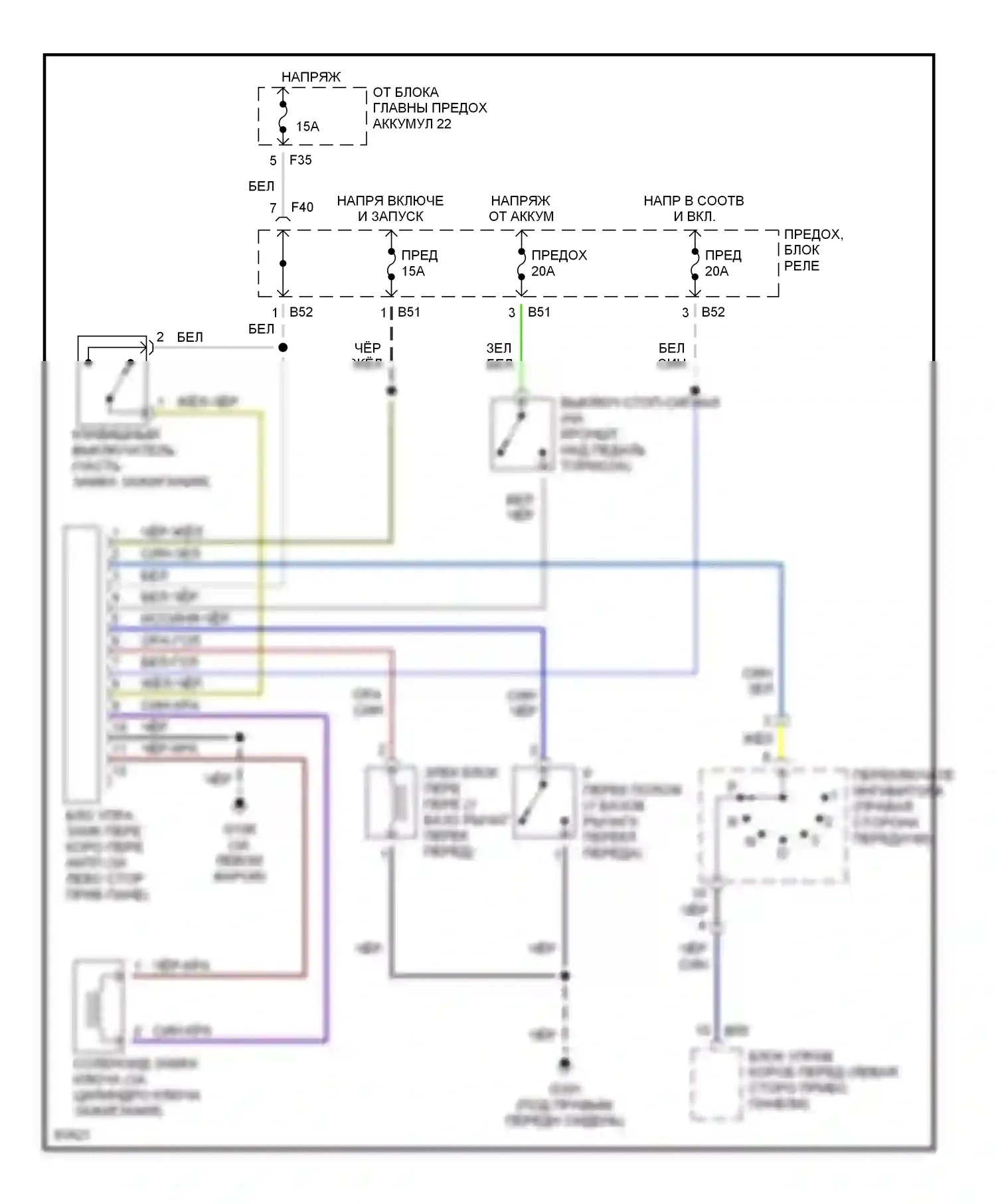 Legacy Subaru BD/BG/BK (1993-1999): Электросхема блокировки селектора 