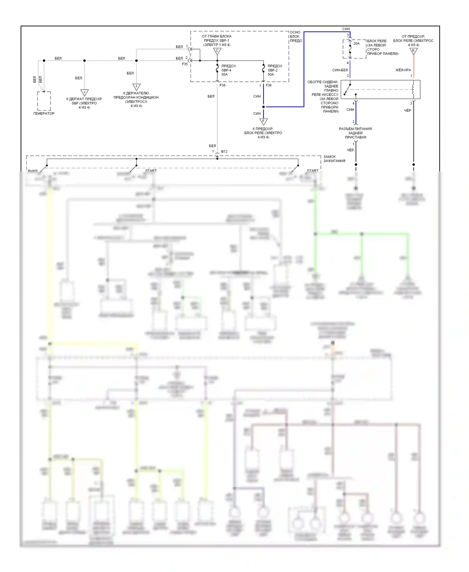 Legacy Subaru BE/BH/BT (1998-2004): Электросхема блока предохранителей реле (2 из 4) 