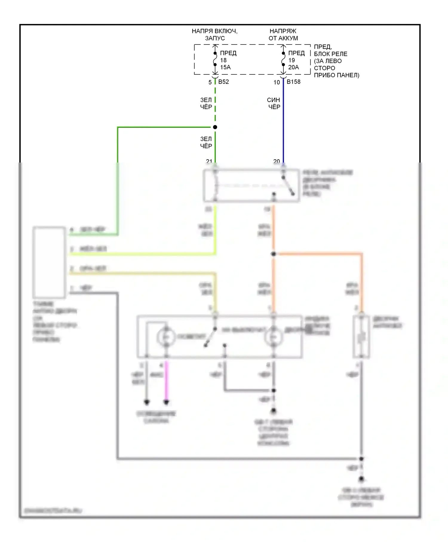 Legacy Subaru BE/BH/BT (1998-2004): Электросхема антиобледенителя дворника 