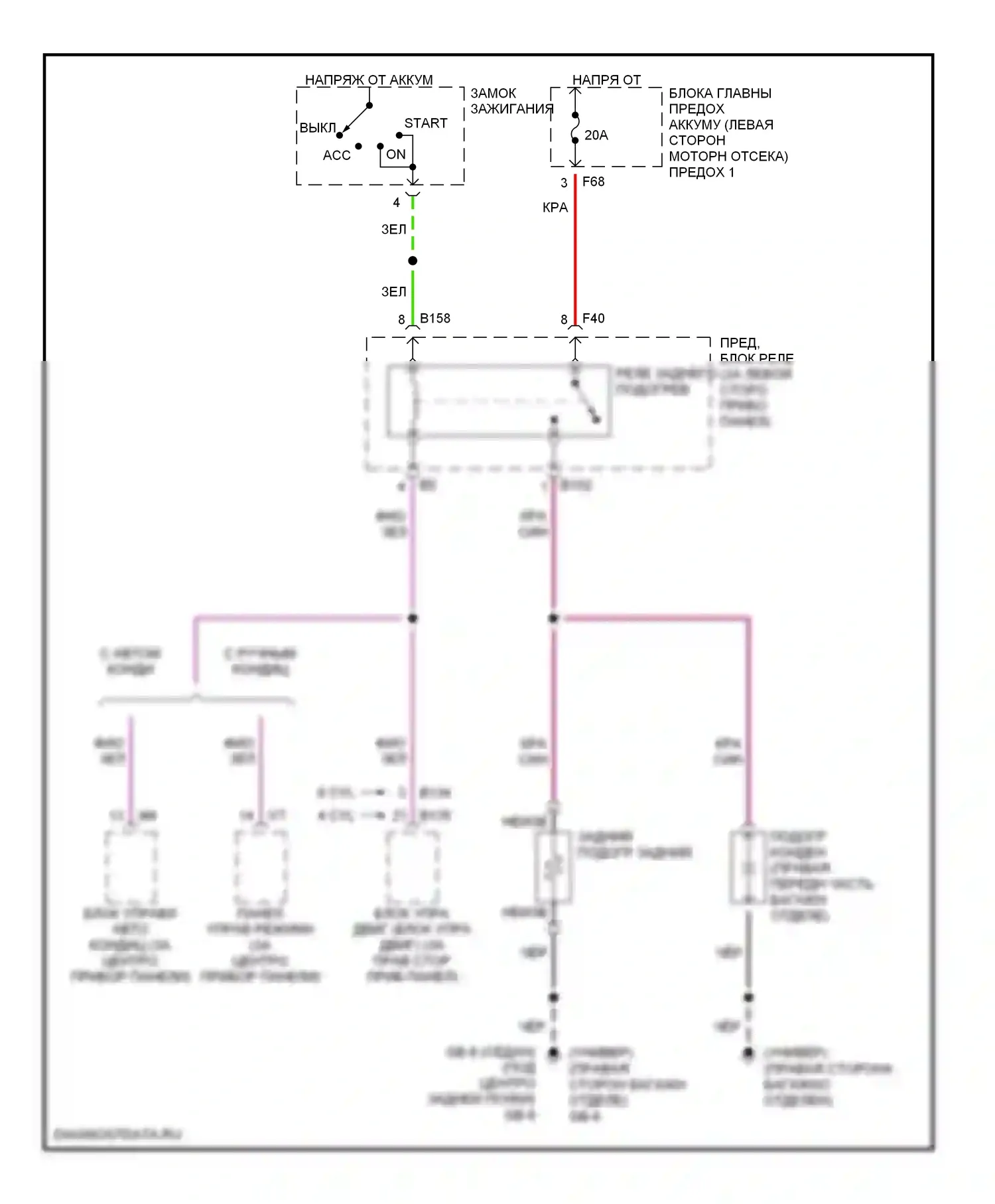 Legacy Subaru BE/BH/BT (1998-2004): Электросхема заднего подогрева 