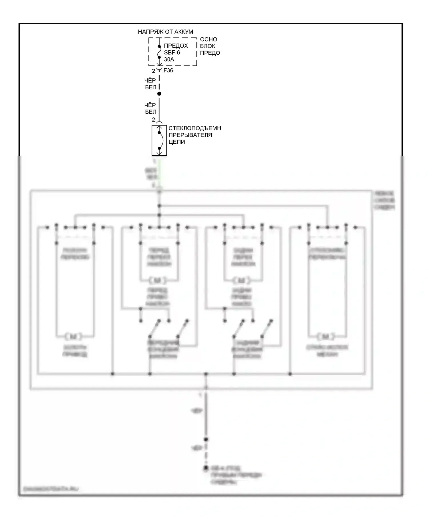 Legacy Subaru BE/BH/BT (1998-2004): Электросхема силового сиденья 