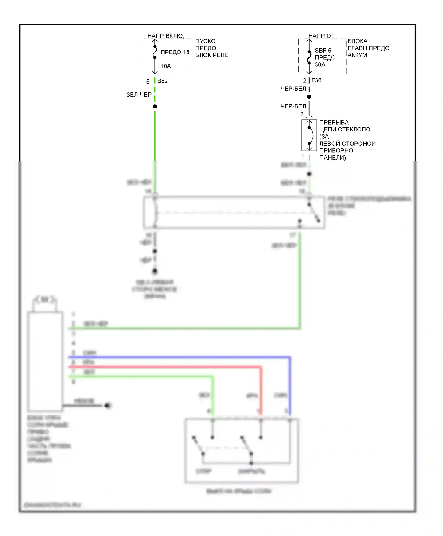 Legacy Subaru BE/BH/BT (1998-2004): Электросхема люка, вагон 