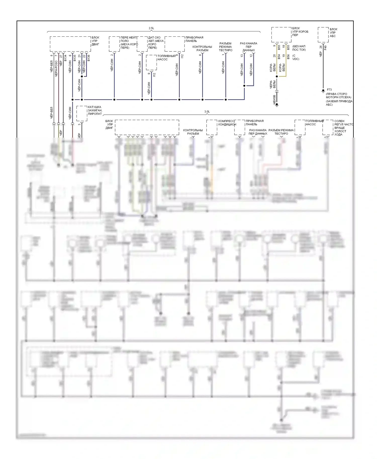 Legacy Subaru BE/BH/BT (1998-2004): Электросхема разводки массы (1 из 2) 