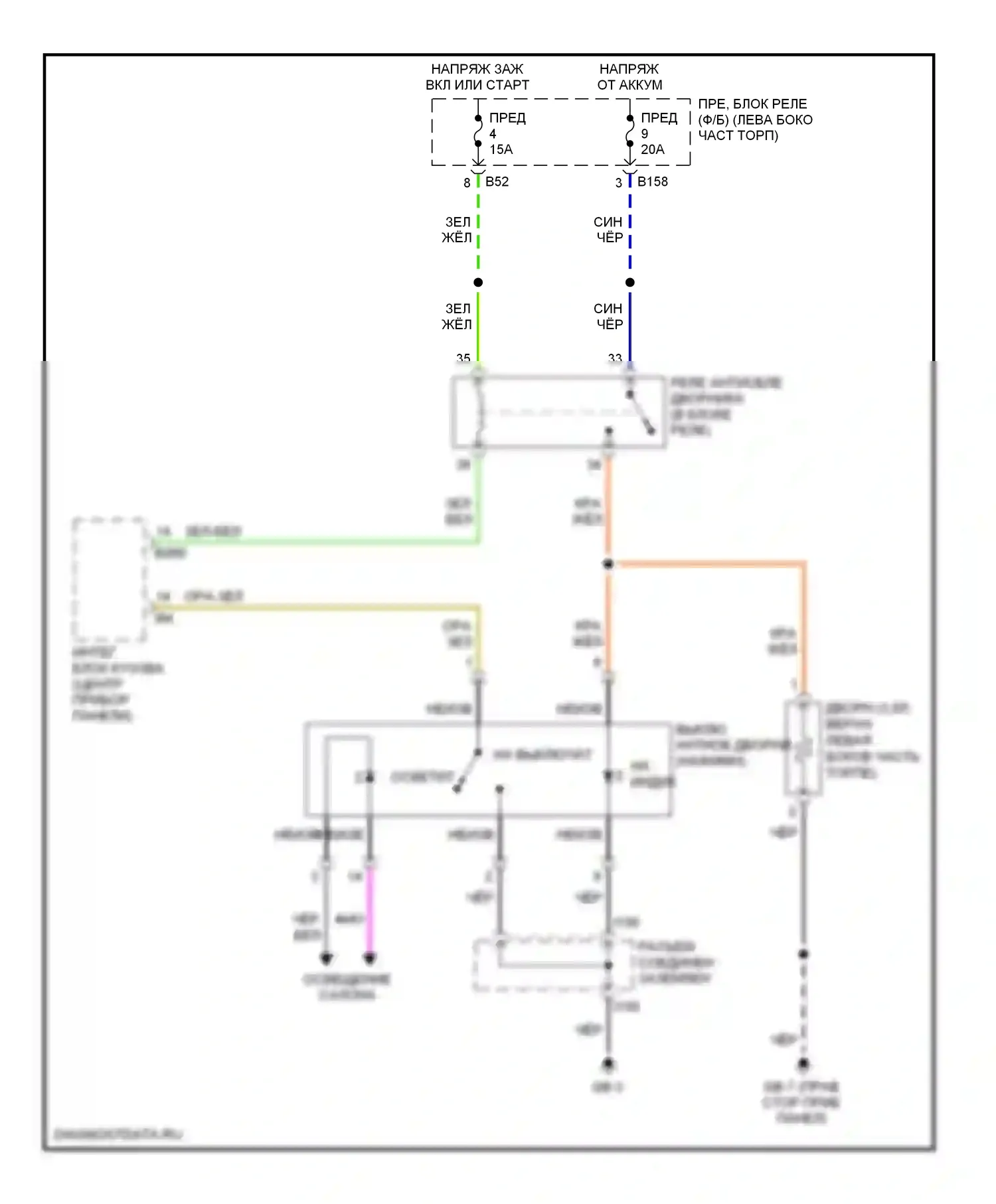 Legacy Subaru BL/BP рестайлинг (2006-2009): Электросхема антиобледенителя дворника 