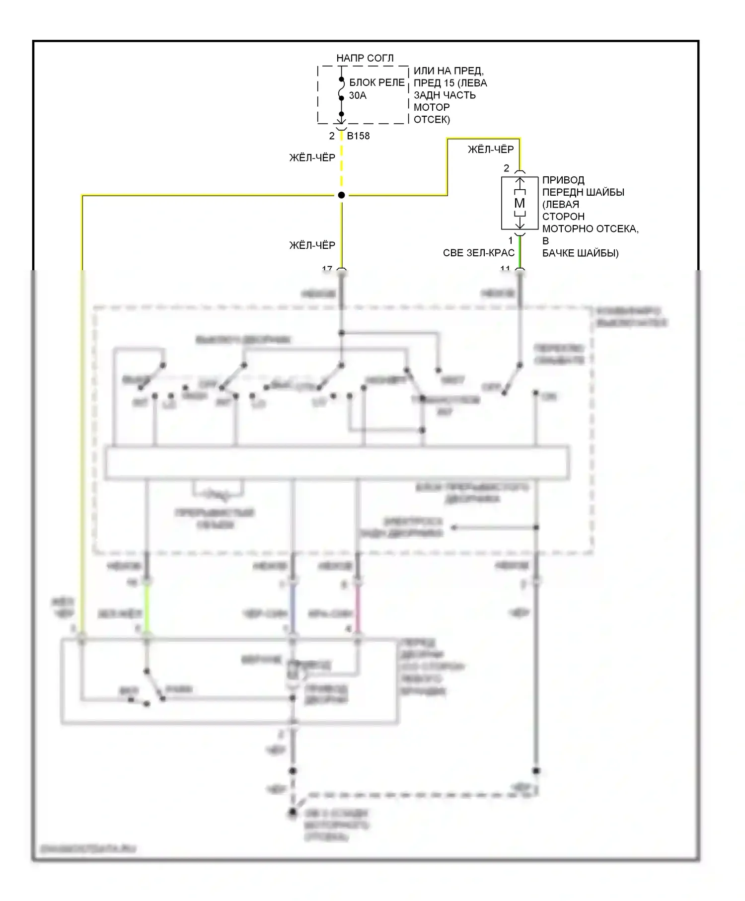 Legacy Subaru BL/BP (2003-2006): Электросхема передних дворников и омывателей 