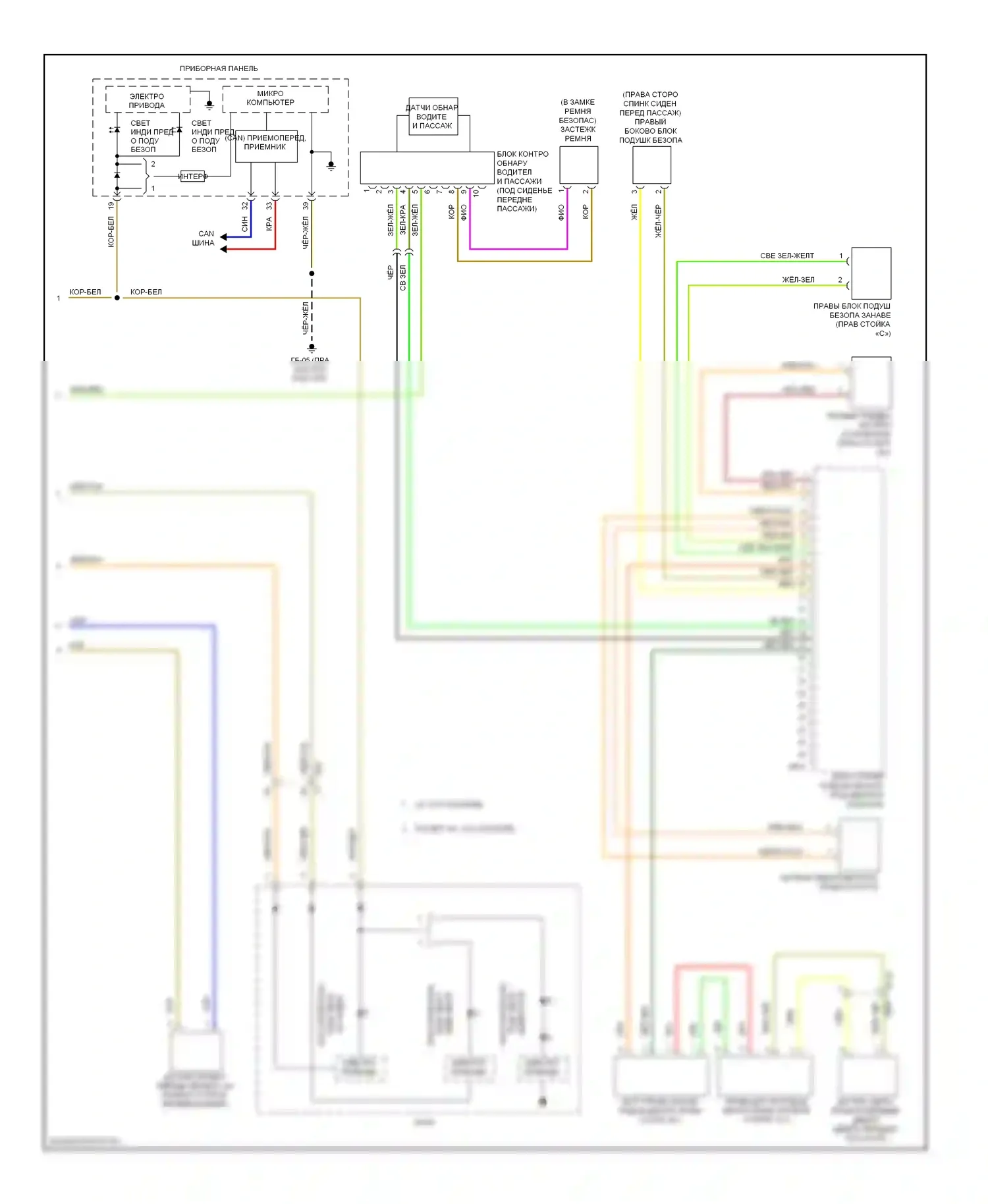 Legacy Subaru BM/BR рестайлинг (2012-2014): Электросхема подушек безопасности (2 из 2) 