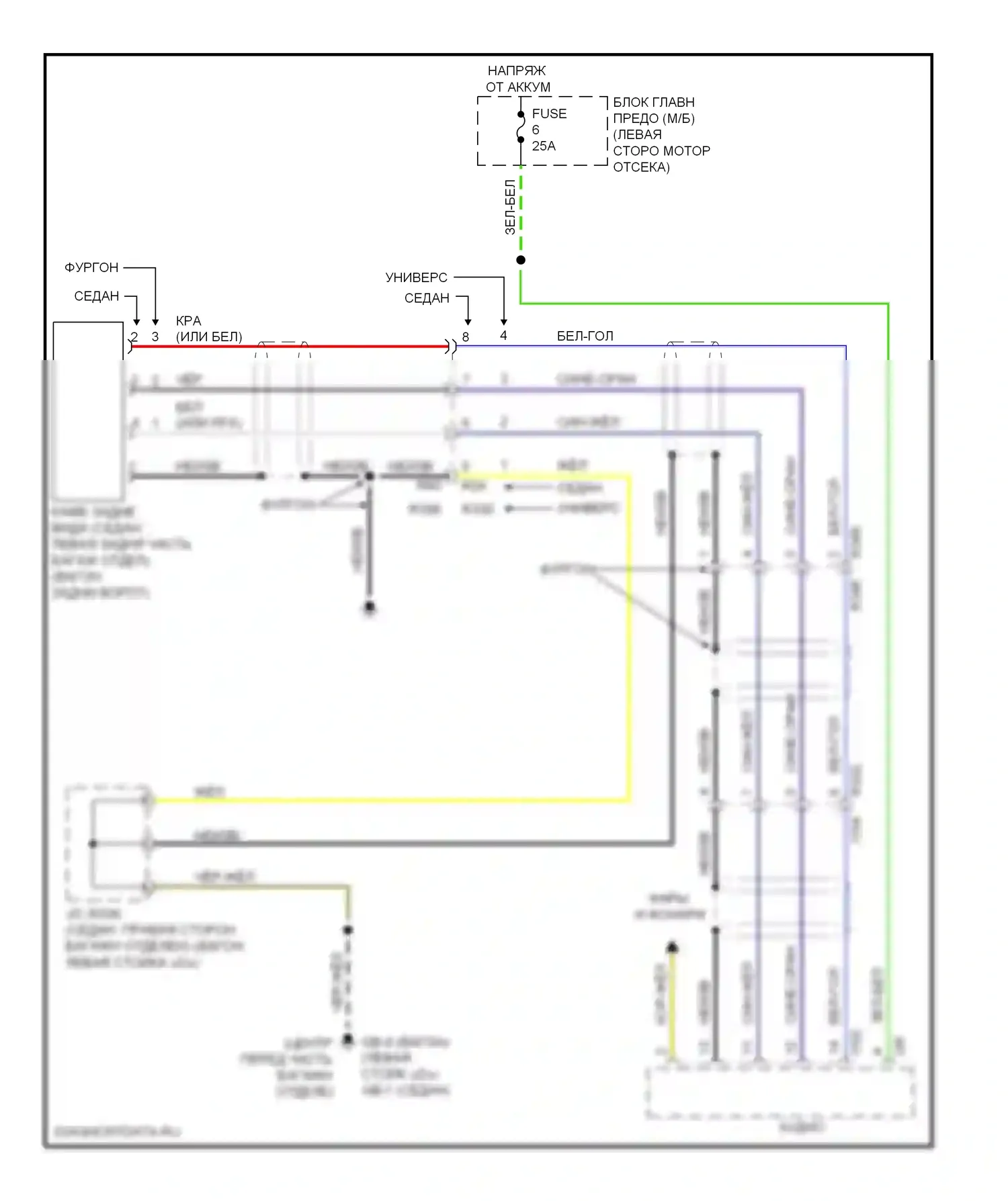 Legacy Subaru BM/BR рестайлинг (2012-2014): Электросхема камеры заднего вида, премиум без навигации 