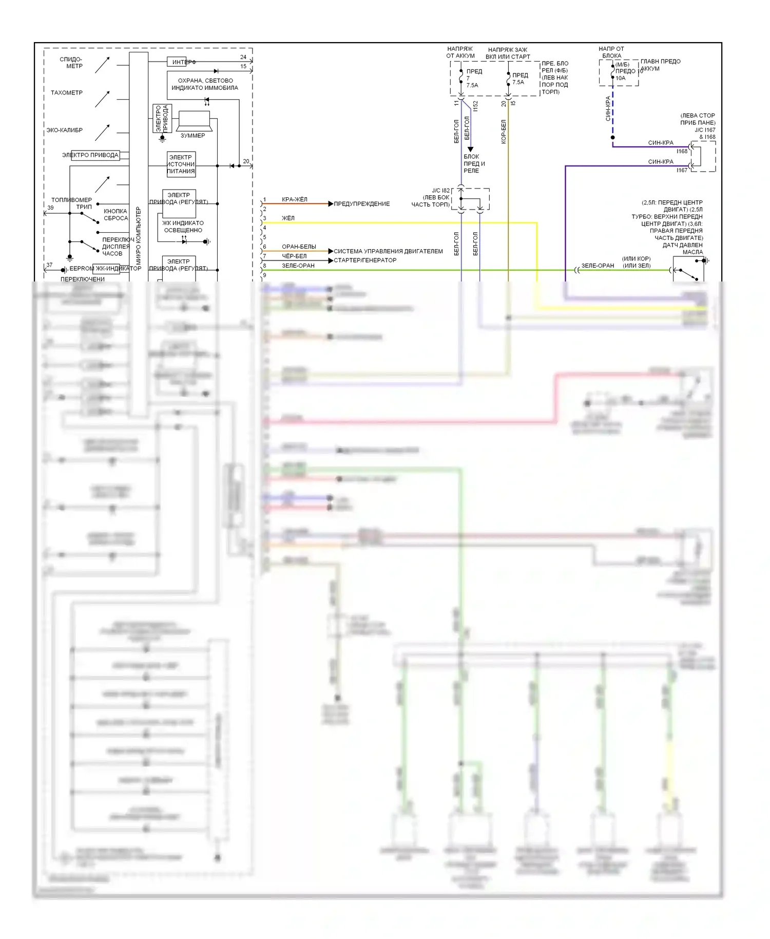 Legacy Subaru BM/BR (2009-2012): Электросхема приборной панели (1 из 2) 