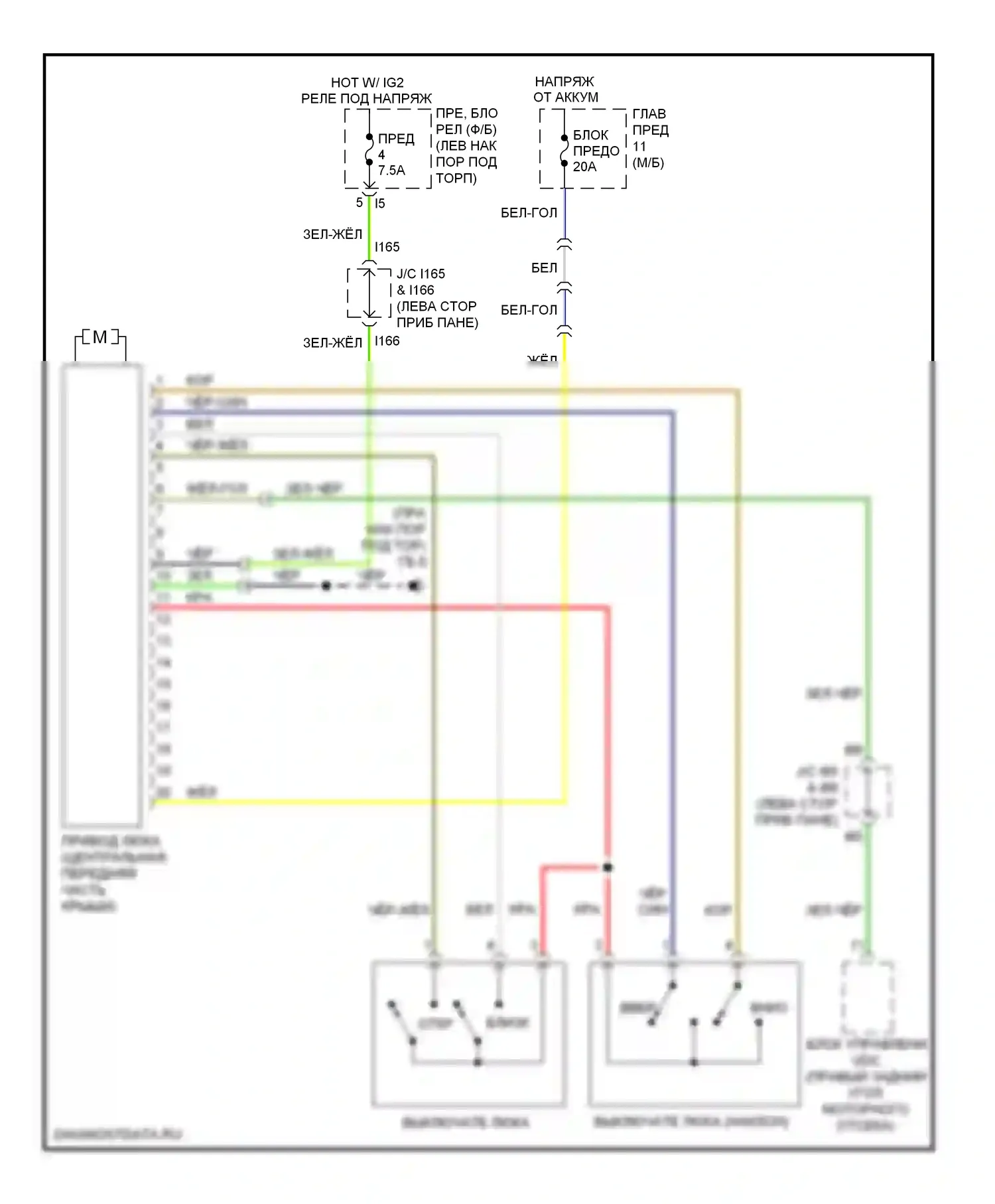 Legacy Subaru BM/BR (2009-2012): Электросхема складной крыши/люка 