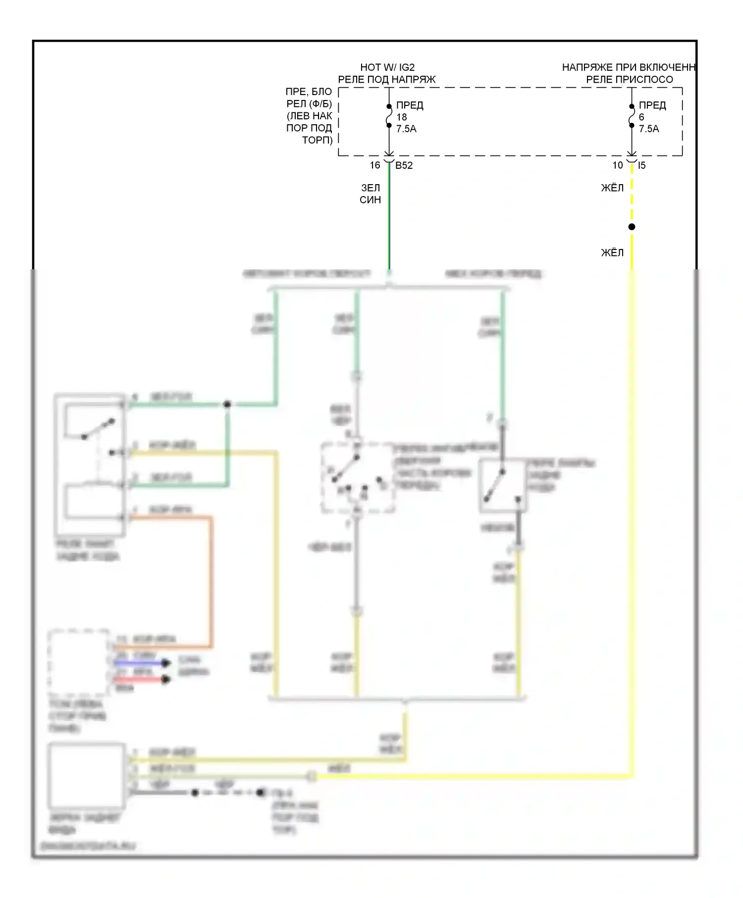 Legacy Subaru BM/BR (2009-2012): Электросхема автоматического дневного/ночного зеркала 