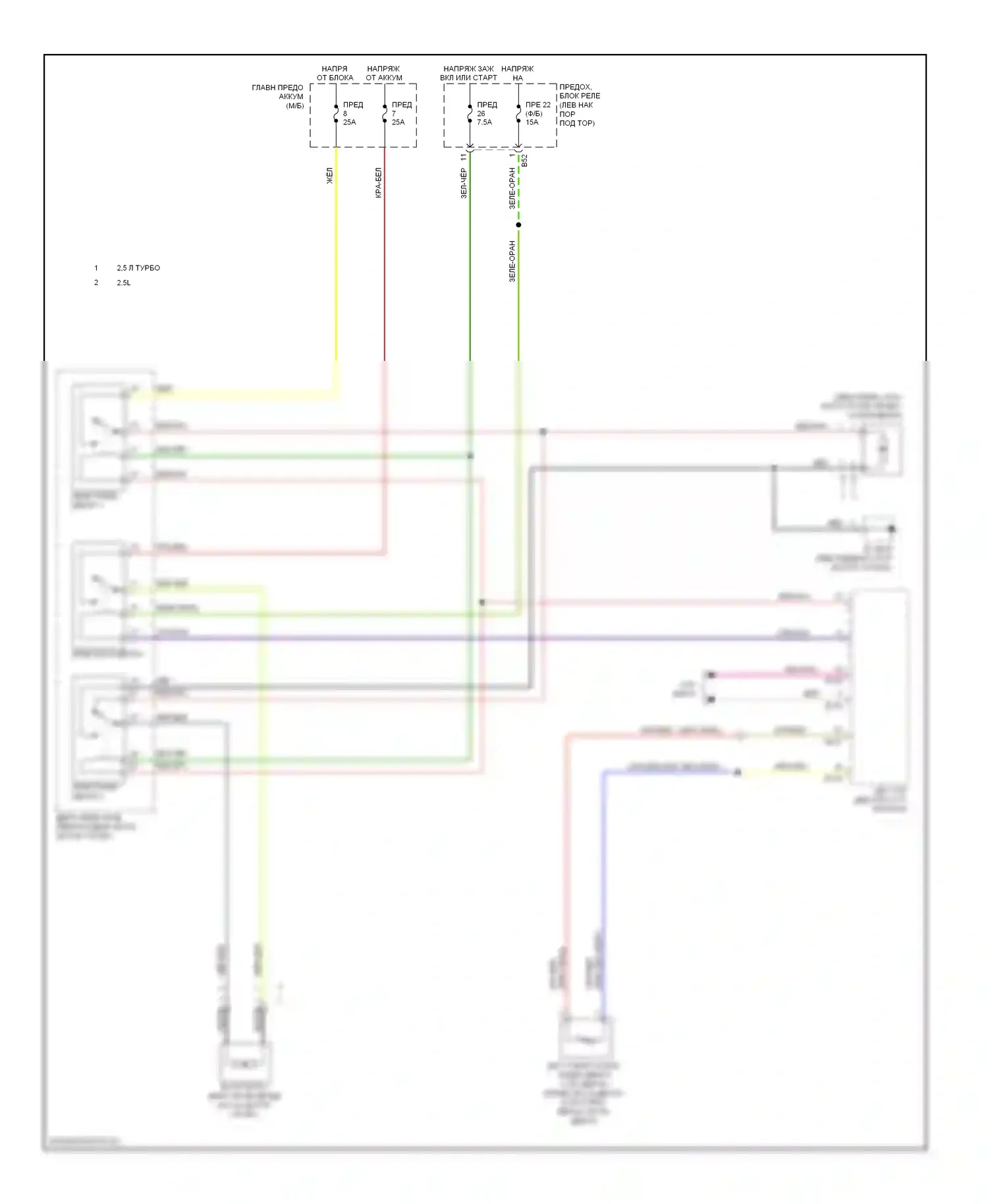 Legacy Subaru BM/BR (2009-2012): 2,5л турбо, электросхема вентилятора охлаждения 