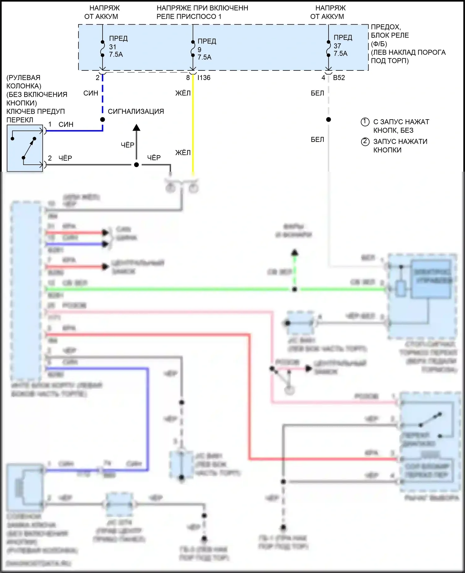 Legacy Subaru BN/BS рестайлинг (2017-2020): Электросхема блокировки селектора 