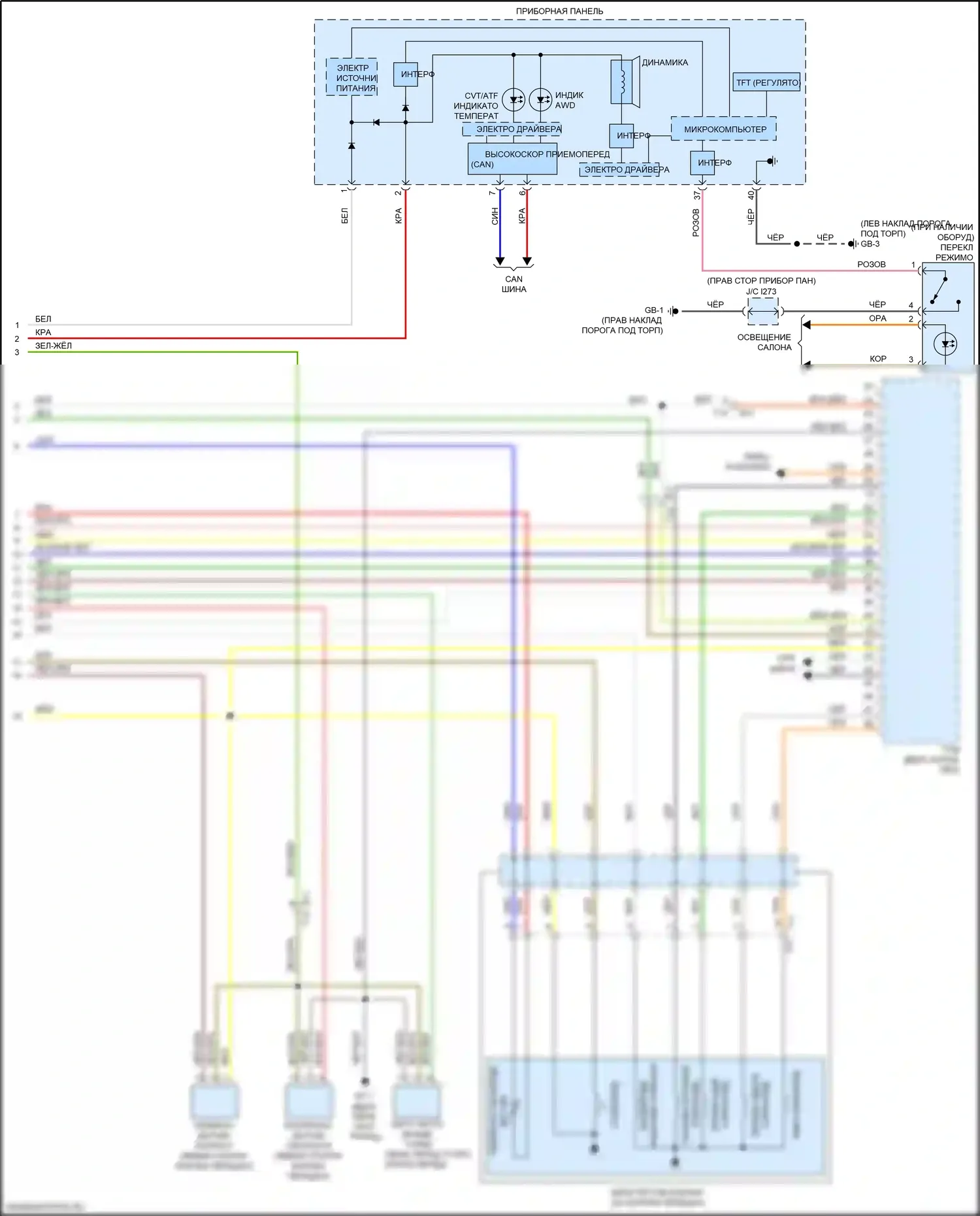 Legacy Subaru BN/BS рестайлинг (2017-2020): 2.5l, электросхема соединений коробки передач (2 из 2) 