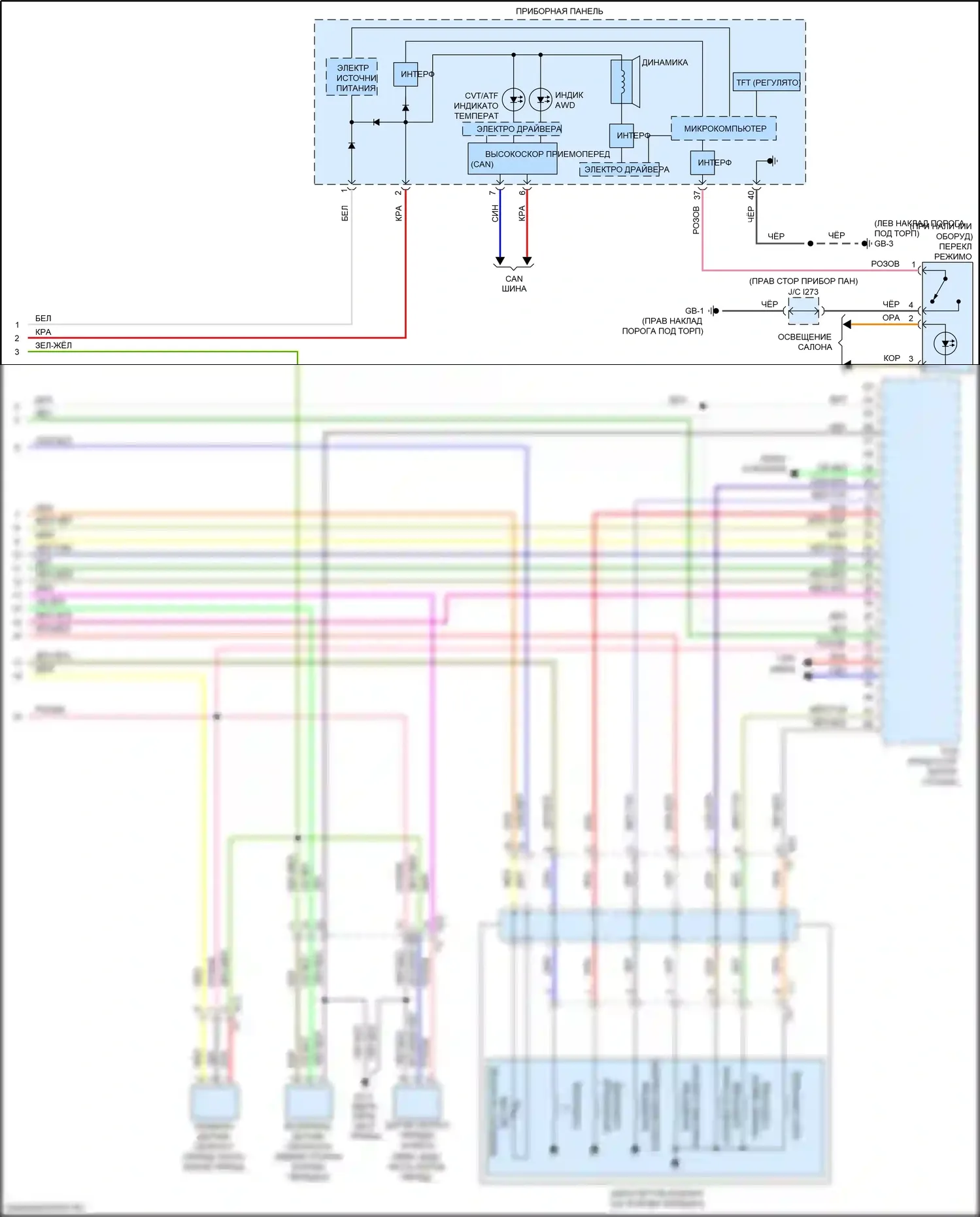 Legacy Subaru BN/BS рестайлинг (2017-2020): 3.6l, электросхема соединений коробки передач (2 из 2) 