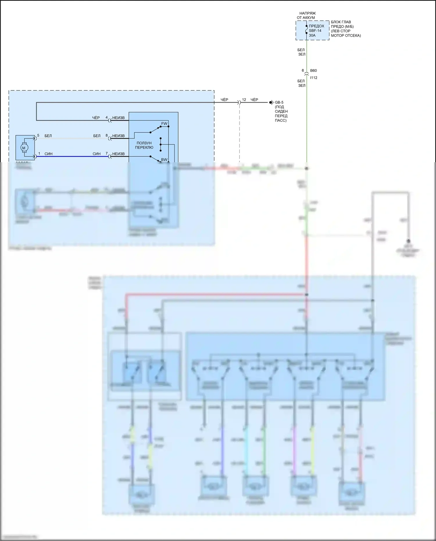 Legacy Subaru BN/BS рестайлинг (2017-2020): Электросхема силового сиденья 