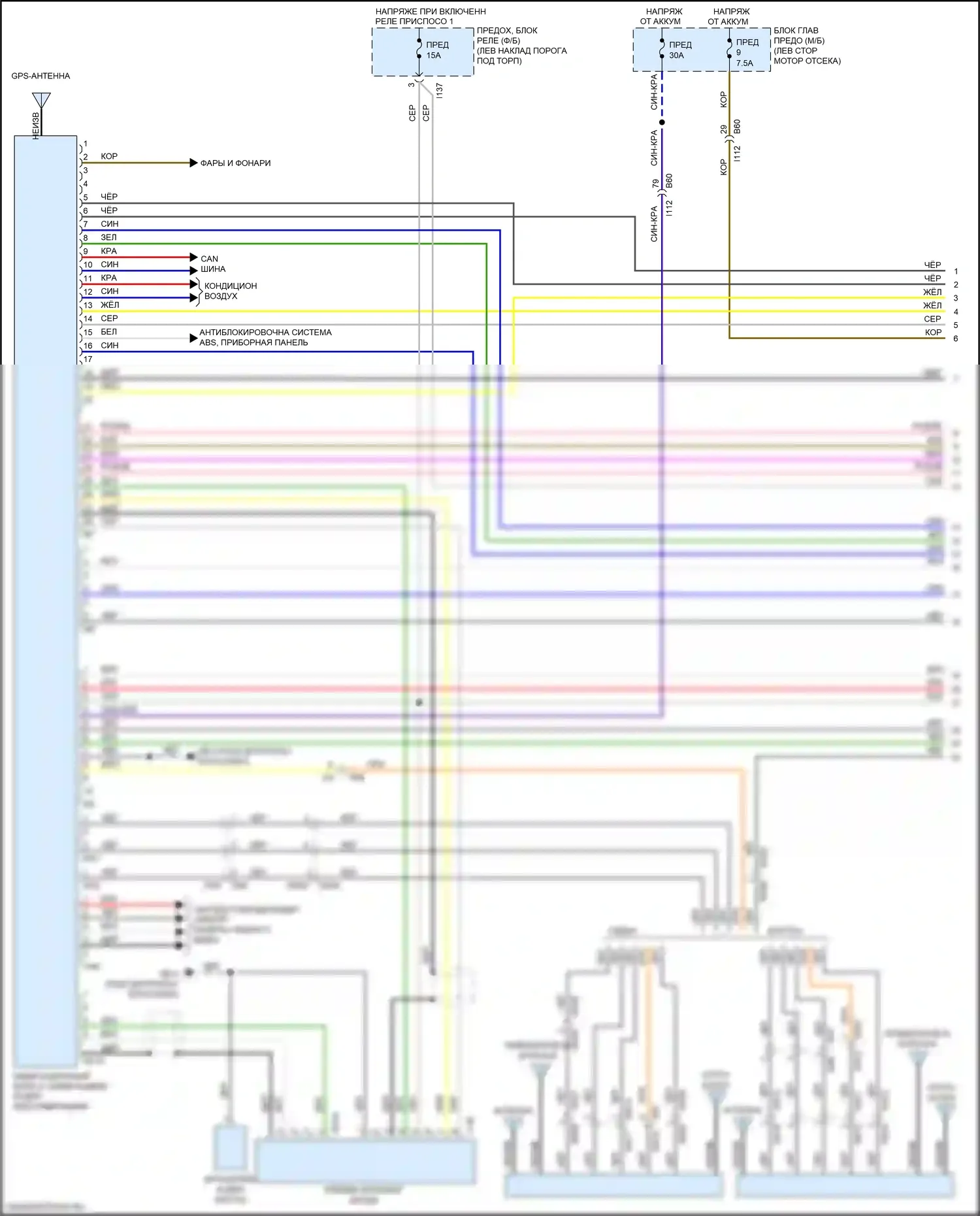 Legacy Subaru BN/BS рестайлинг (2017-2020): Электросхема навигации, с усилителем звука и телематикой (1 из 4) 