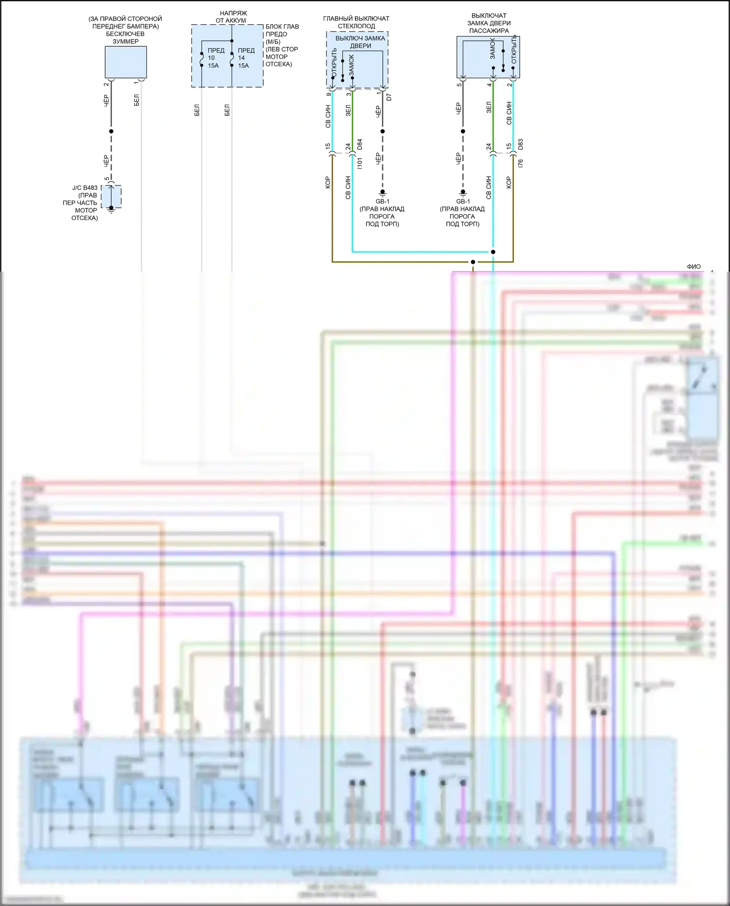 Legacy Subaru BN/BS рестайлинг (2017-2020): Электросхема центрального замка, без системы бесключевого доступа (2 из 4) 