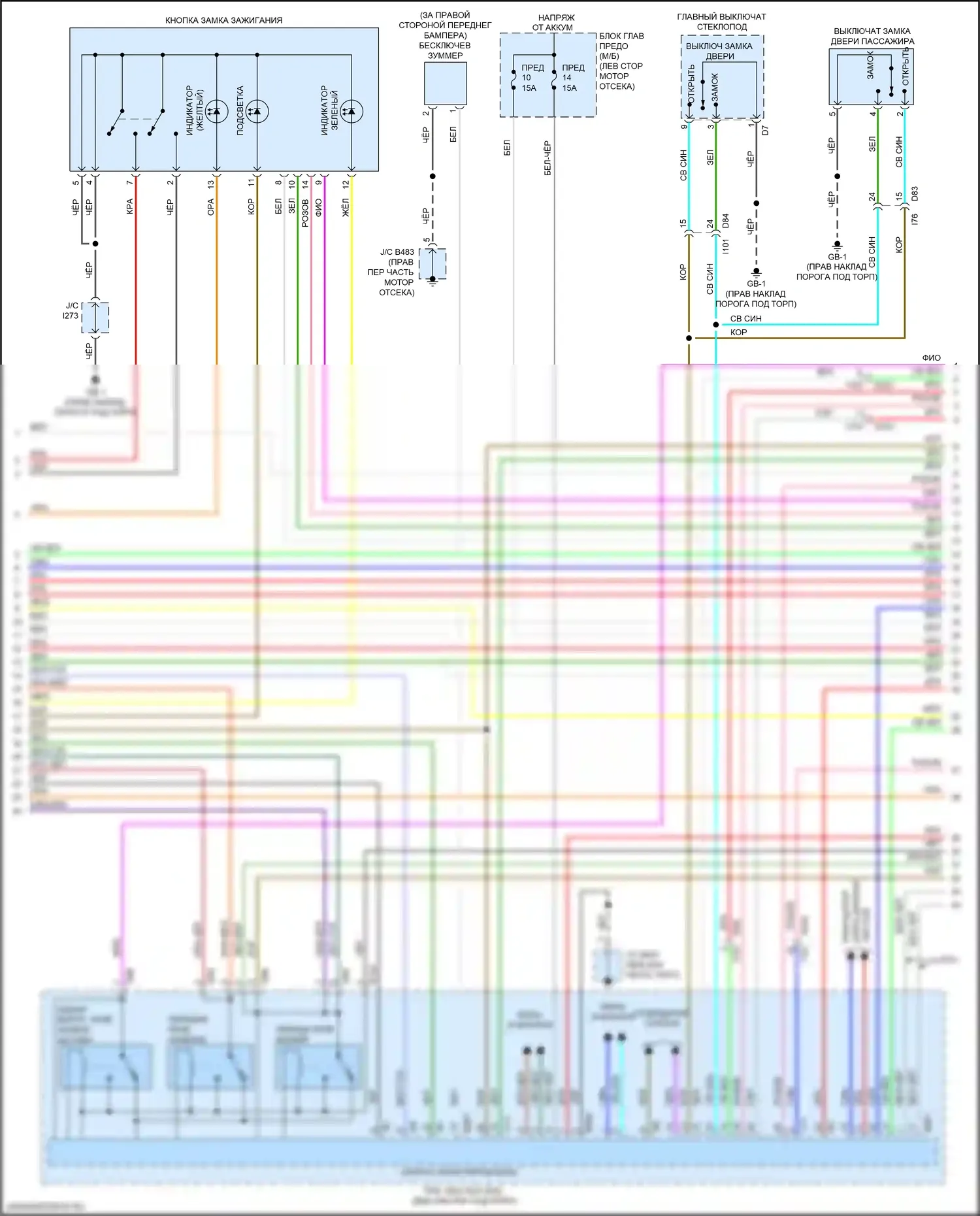 Legacy Subaru BN/BS рестайлинг (2017-2020): Электросхема центрального замка, с системой бесключевого доступа (2 из 4) 
