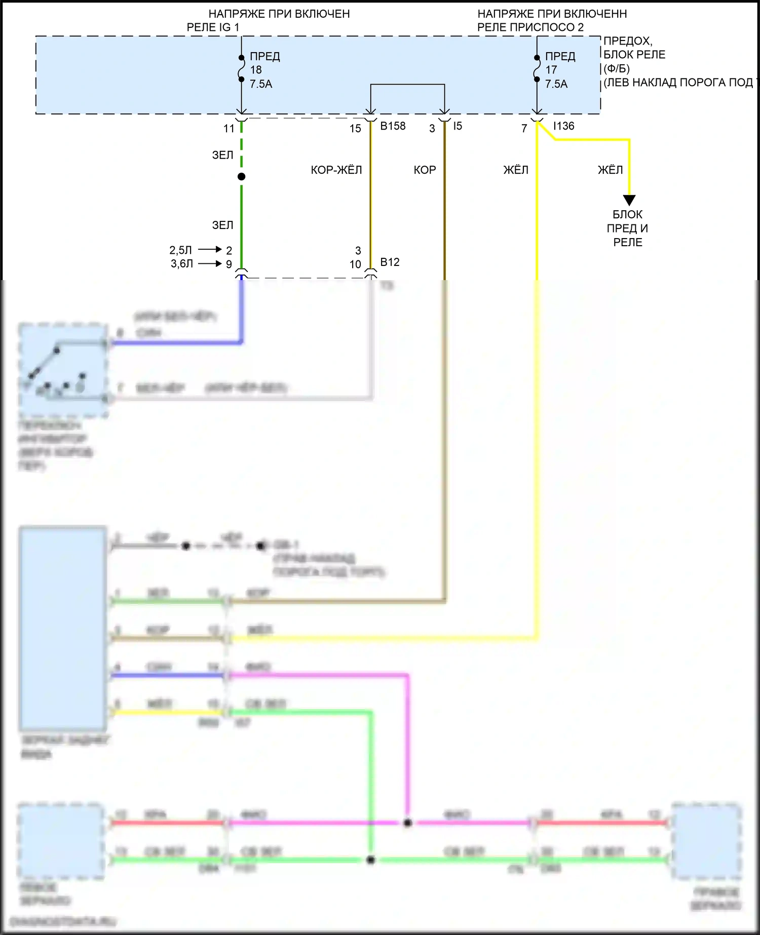 Legacy Subaru BN/BS рестайлинг (2017-2020): Автоматическая электросхема дневного/ночного зеркала, без помощи дальнего света, с компасом 