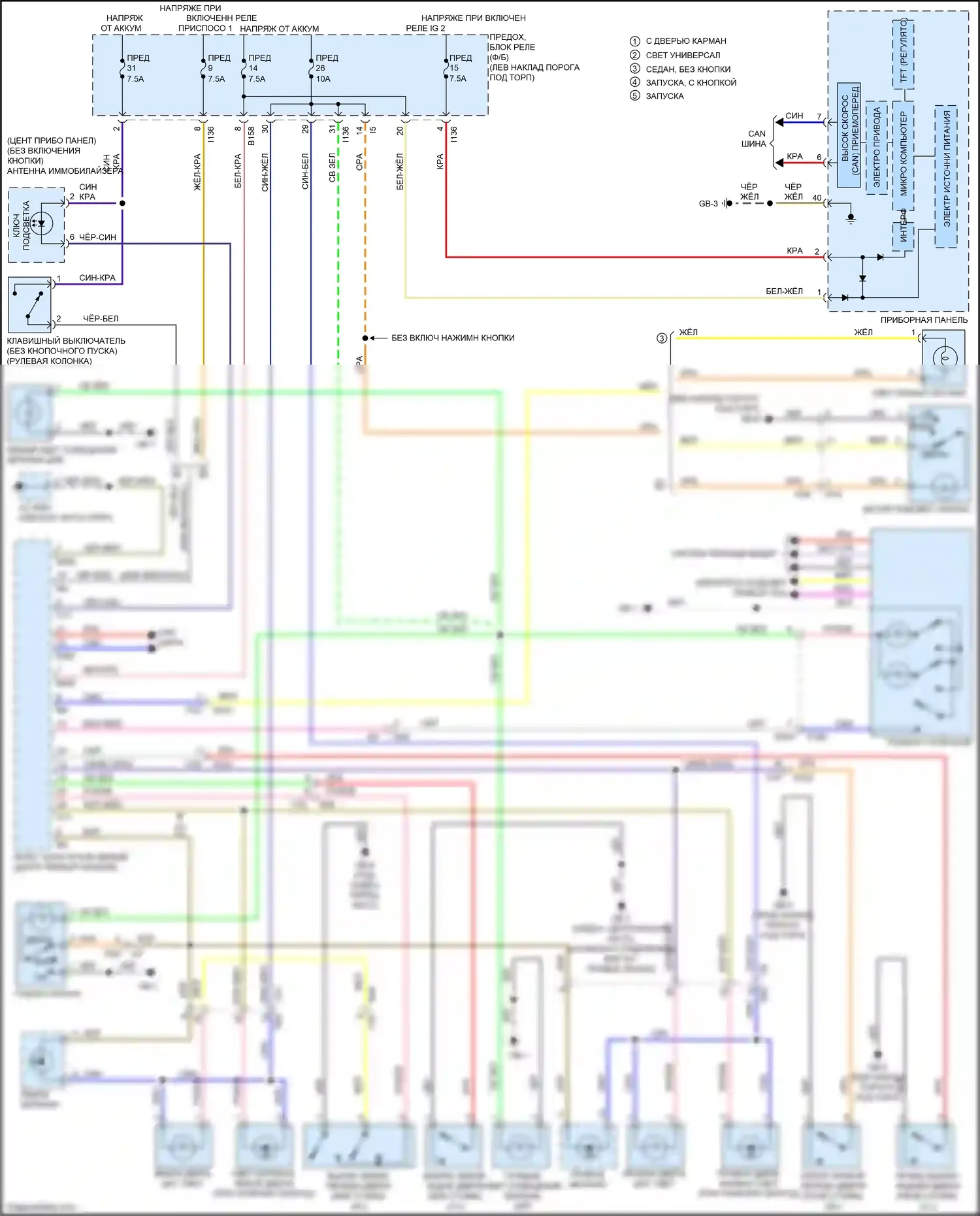 Legacy Subaru BN/BS (2014-2017): Электросхема освещения салона 