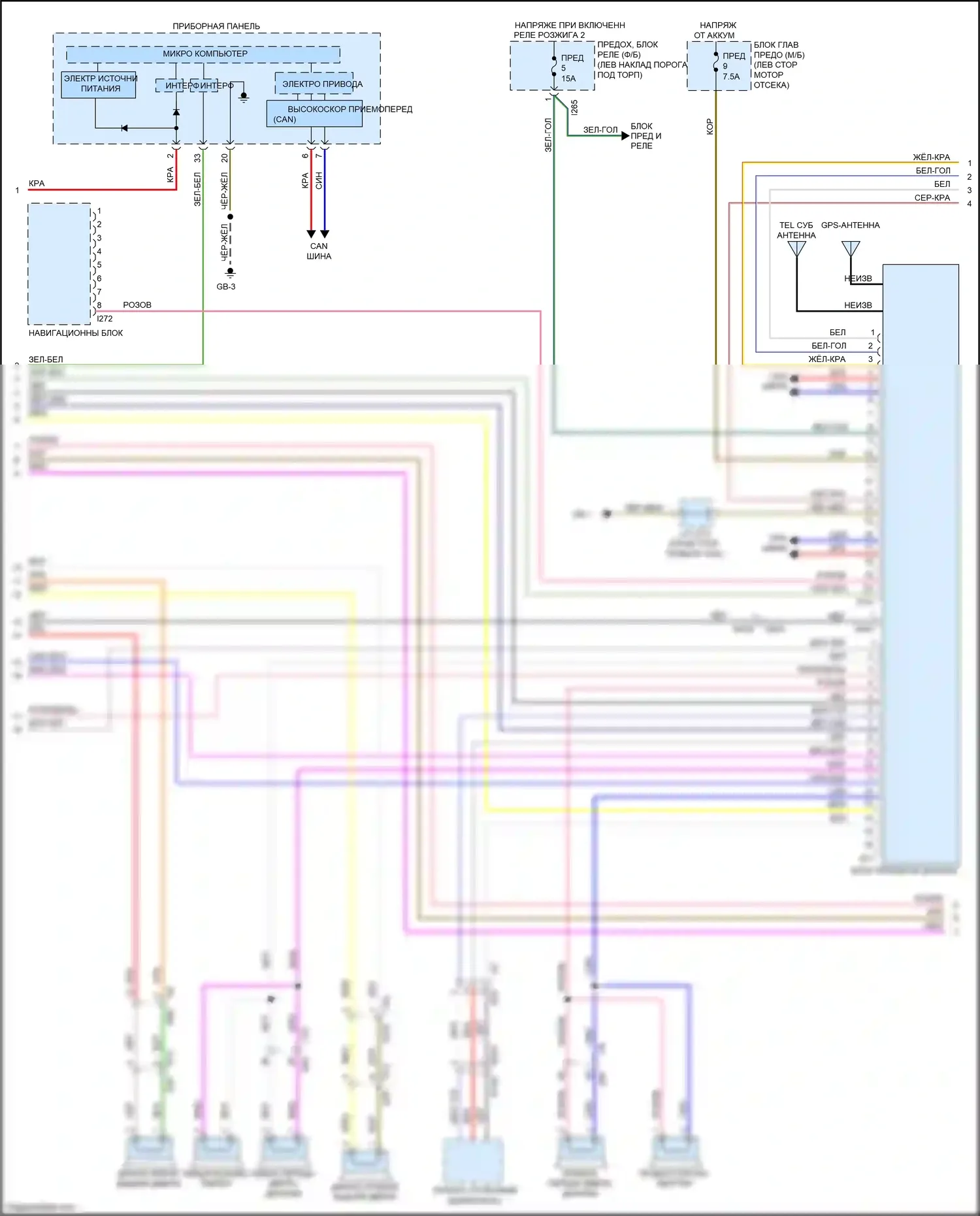 Legacy Subaru BN/BS (2014-2017): Электросхема навигации, без усилителя (2 из 3) 