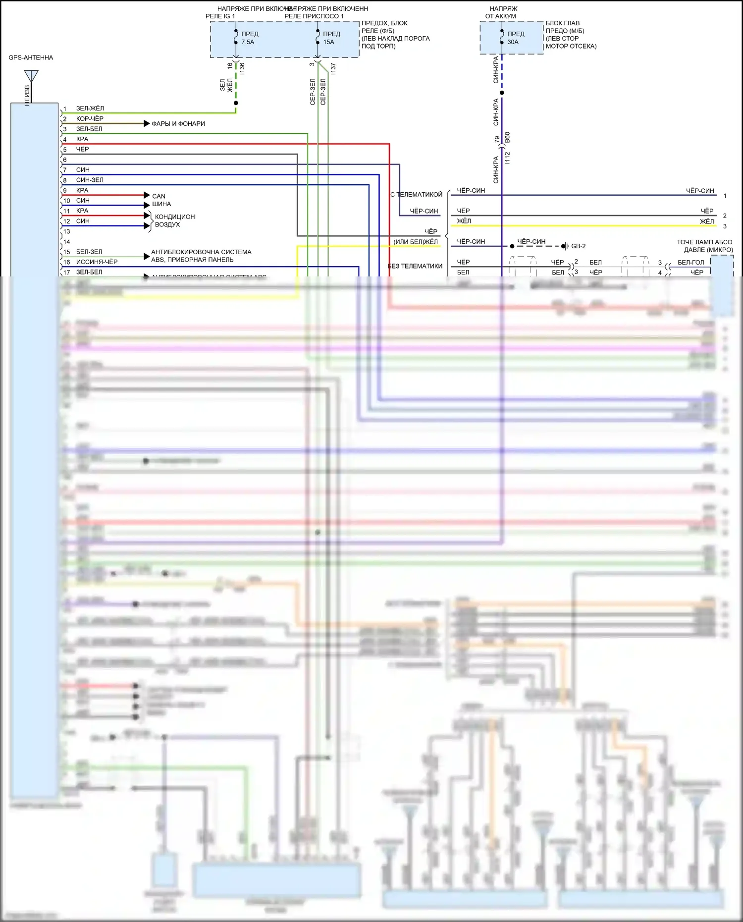 Legacy Subaru BN/BS (2014-2017): Электросхема навигации, с усилителем (1 из 5) 