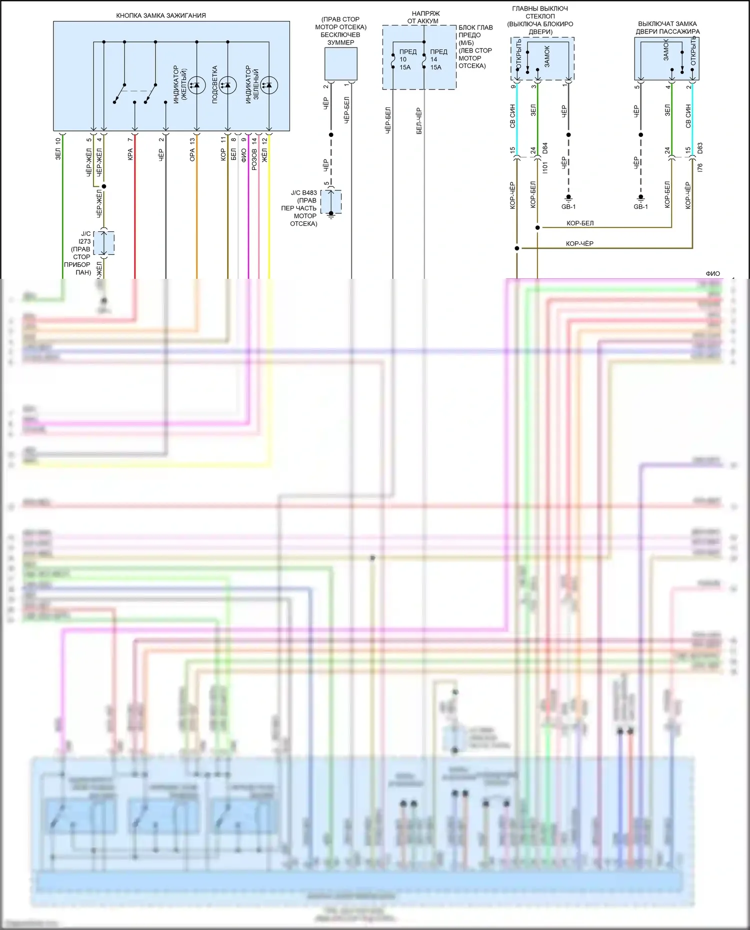 Legacy Subaru BN/BS (2014-2017): Электросхема центрального замка, с системой бесключевого доступа (2 из 4) 