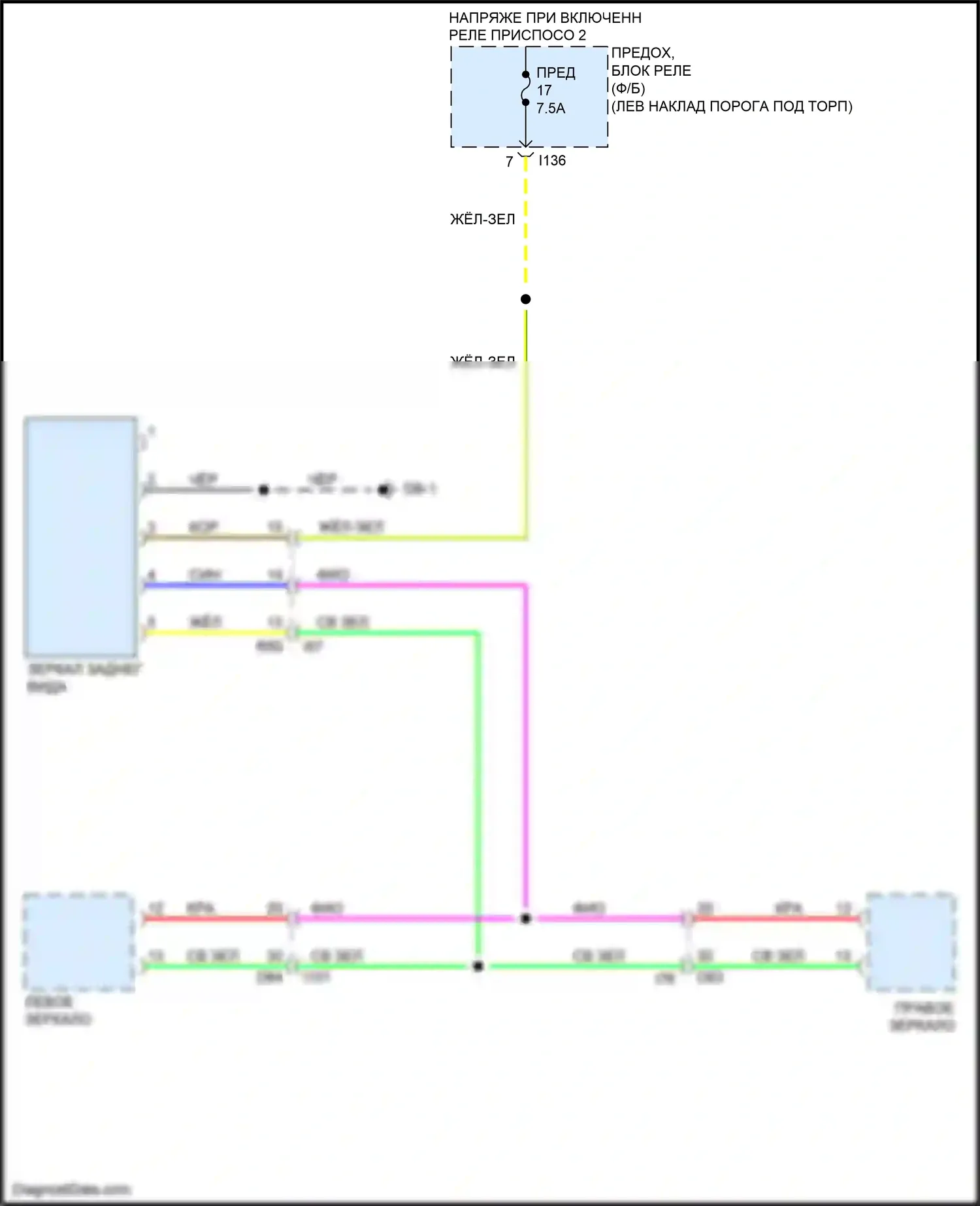 Legacy Subaru BN/BS (2014-2017): Автоматическая электросхема дневного/ночного зеркала, без автоматического антибликового покрытия 