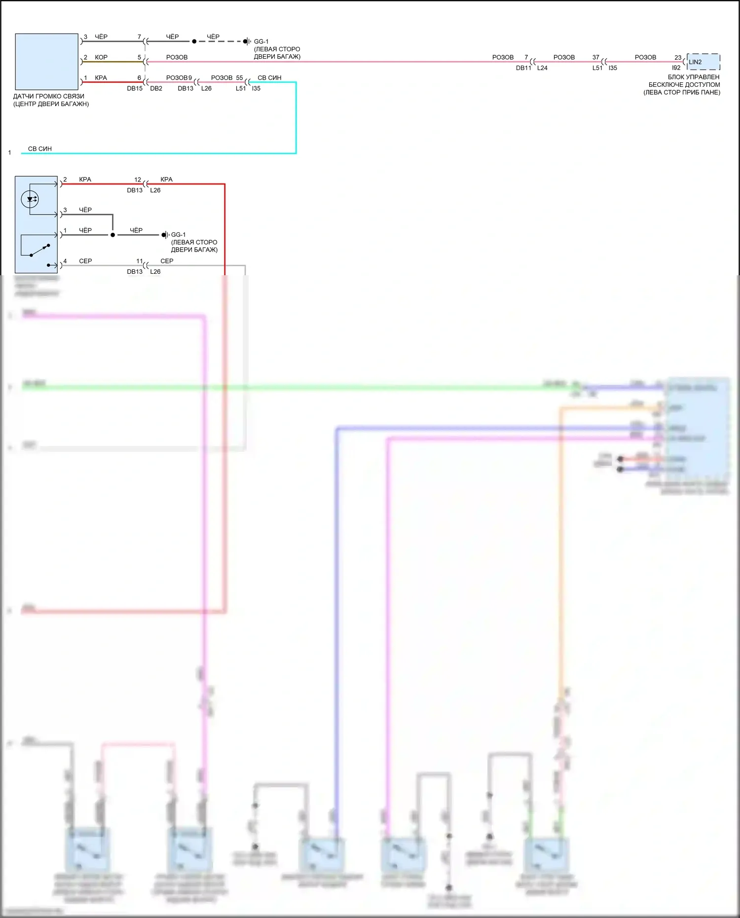 Legacy Subaru BW (2019-2024): Электросхема доводчика двери питания (2 из 2) 